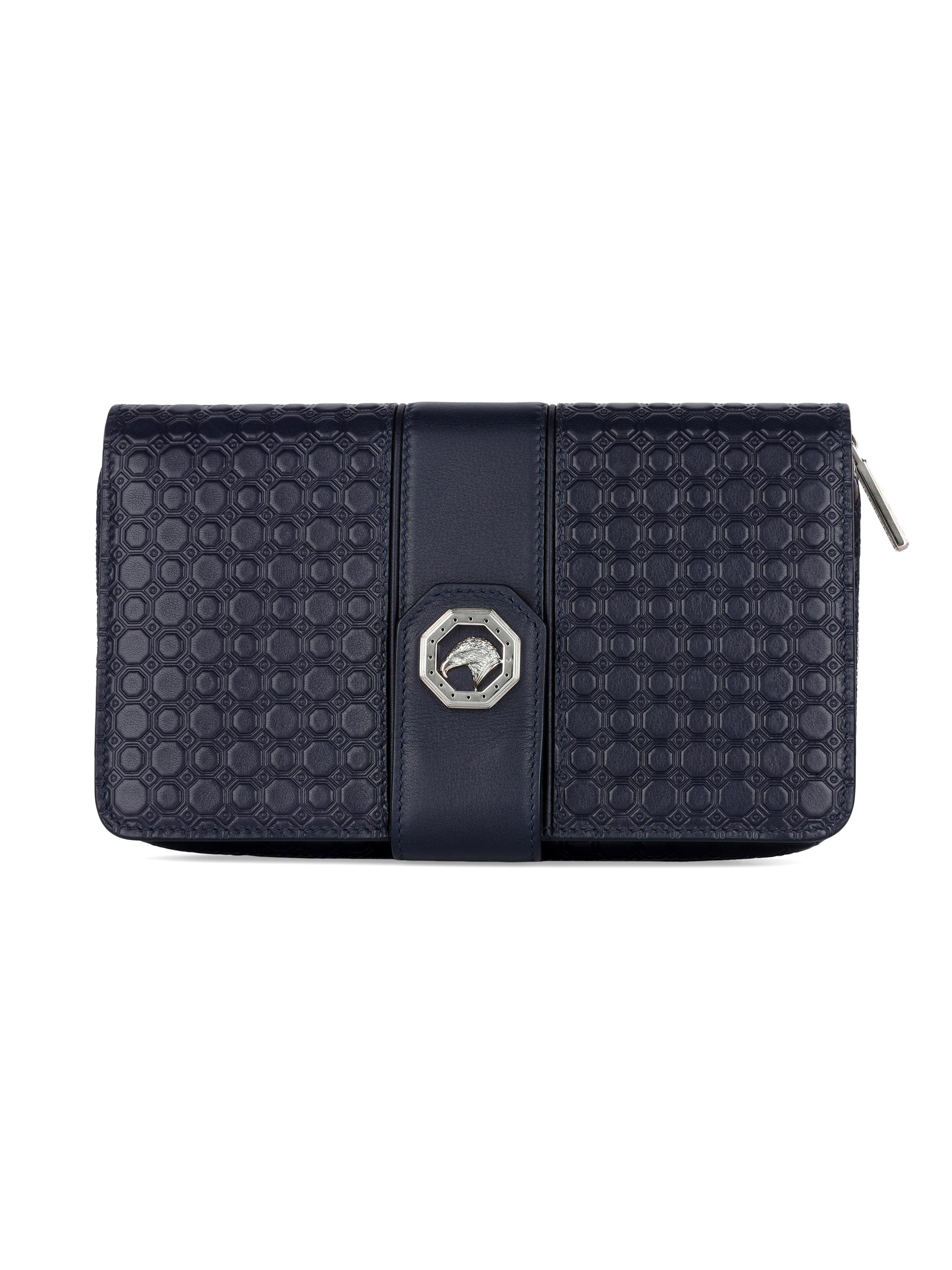 Stefano Ricci Men's Refined Leather Zip Wallet - Dark Blue