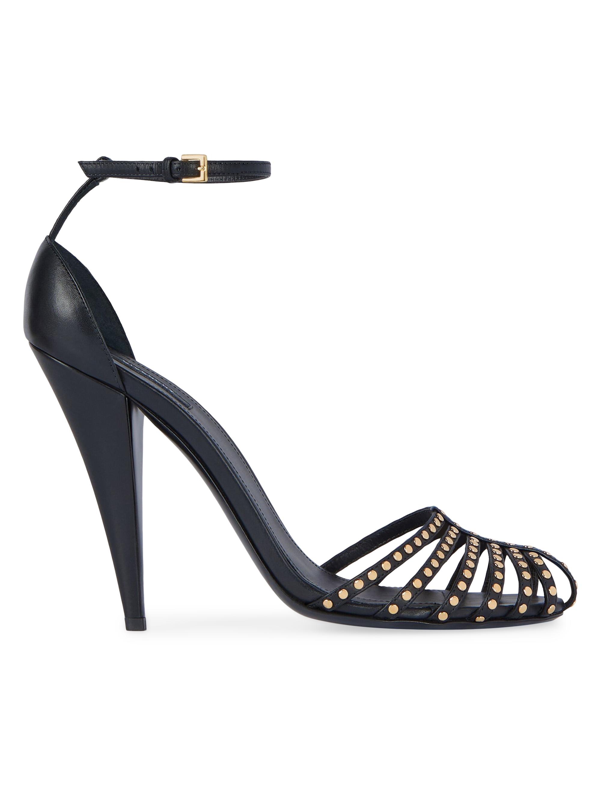 Givenchy Women's Cage Heeled Sandals in Leather - Black