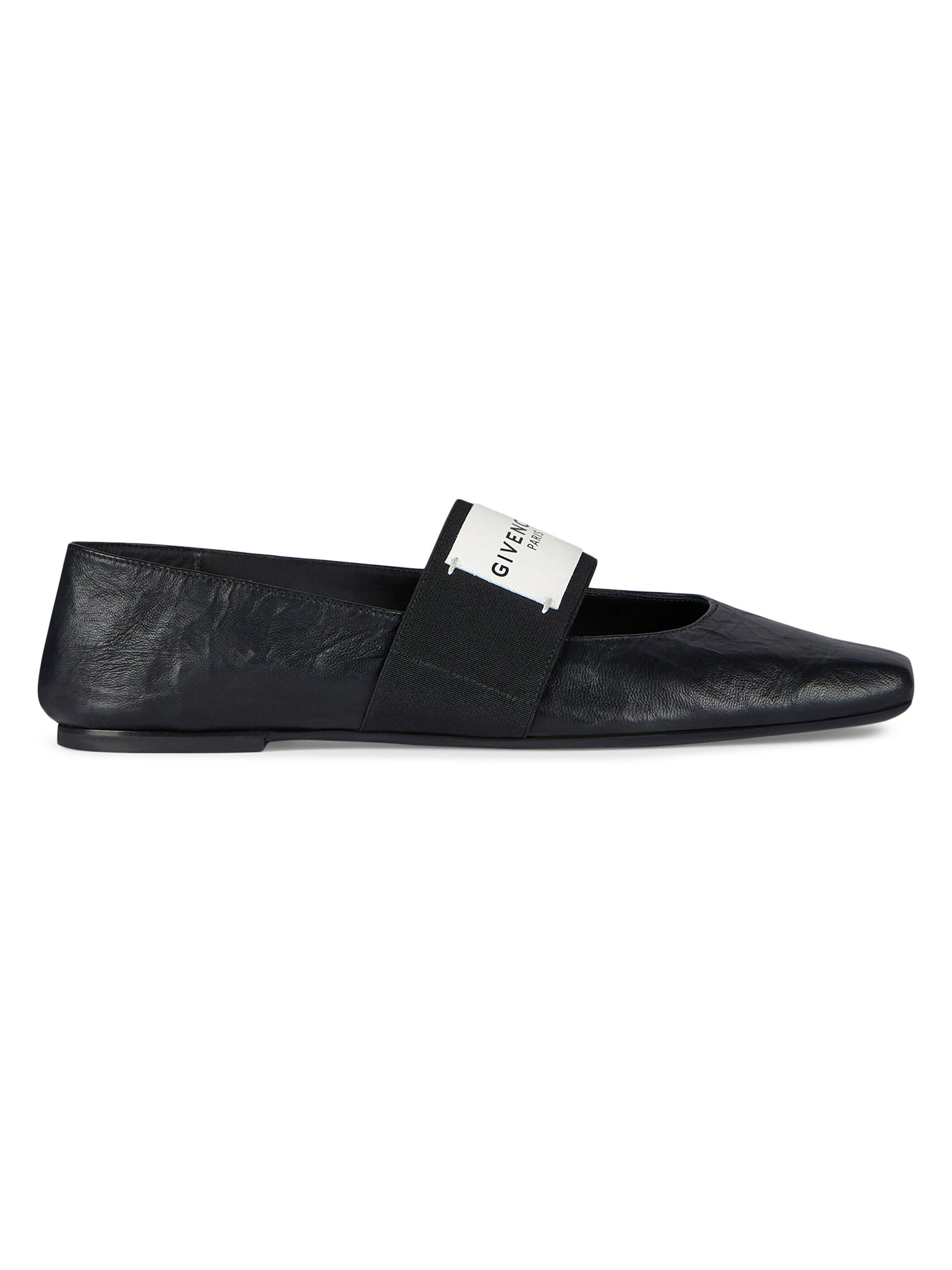 Givenchy Women's Sliced Square Ballerinas in Textured-Effect Leather - Black