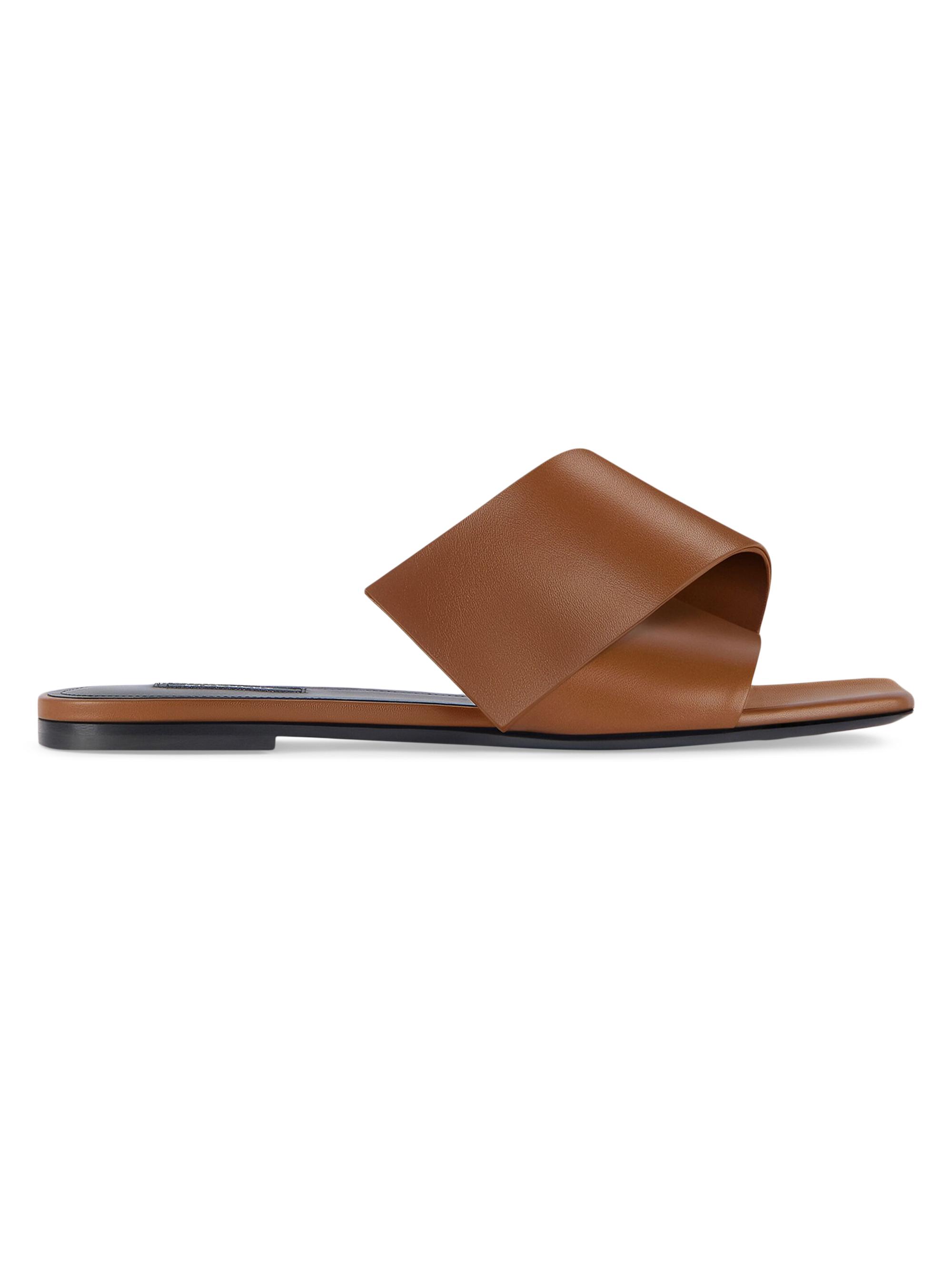 Givenchy Women's Sliced Square Flat Sandals in Leather - Tan