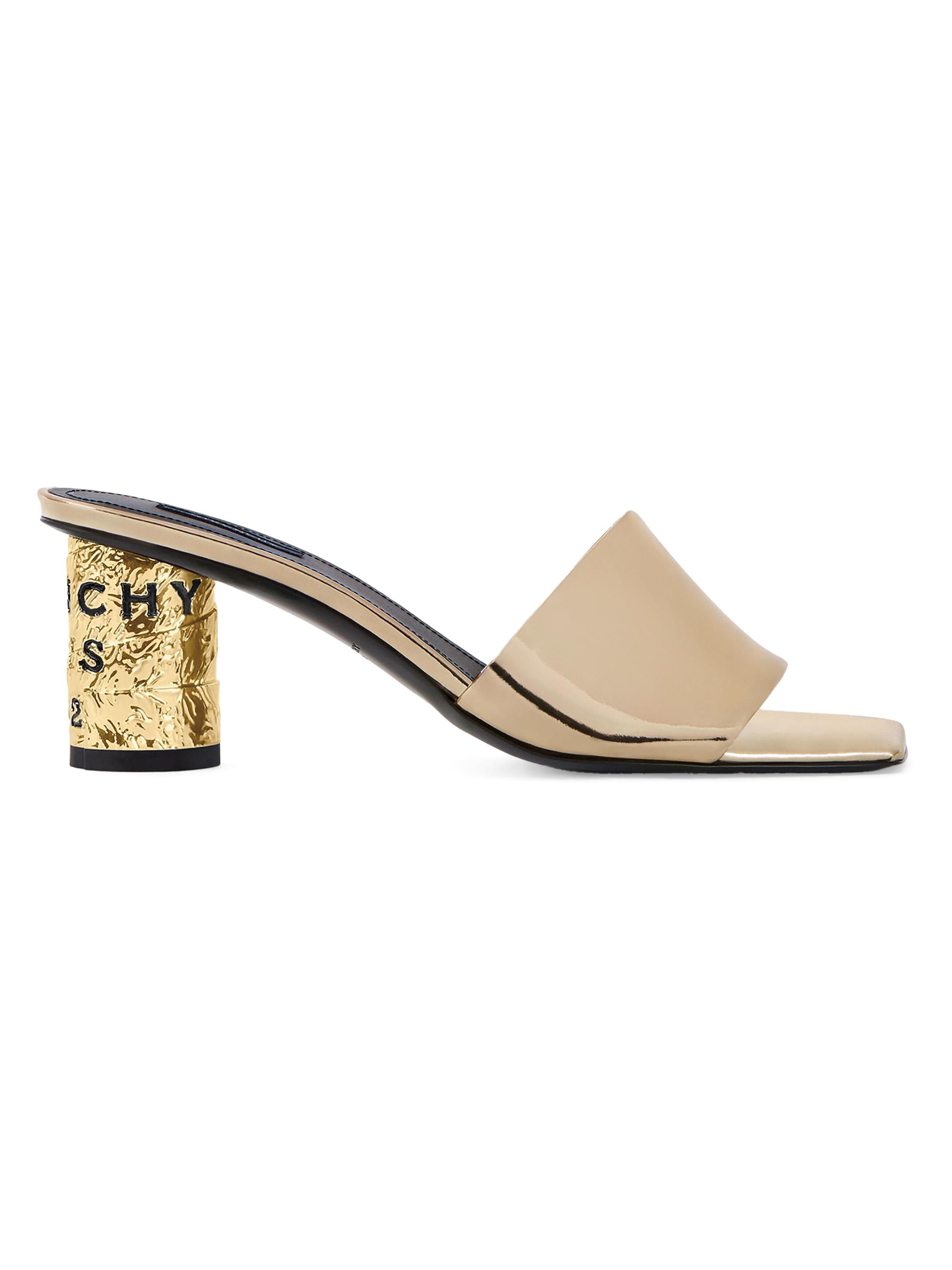 Givenchy Women's Tape Heeled Mules in Mirror Effect Leather - Golden