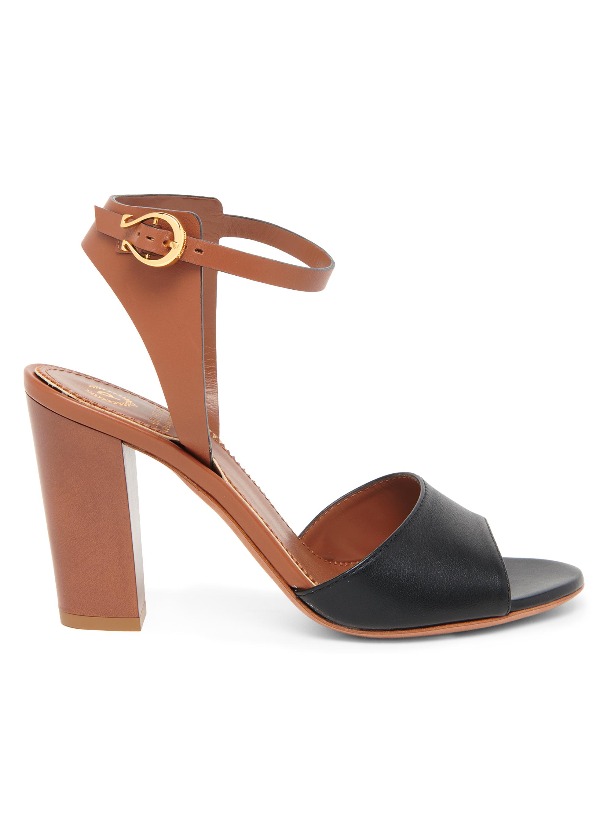 Pollini Women's Rider 90MM Two-Tone Leather Sandals - Black Hide