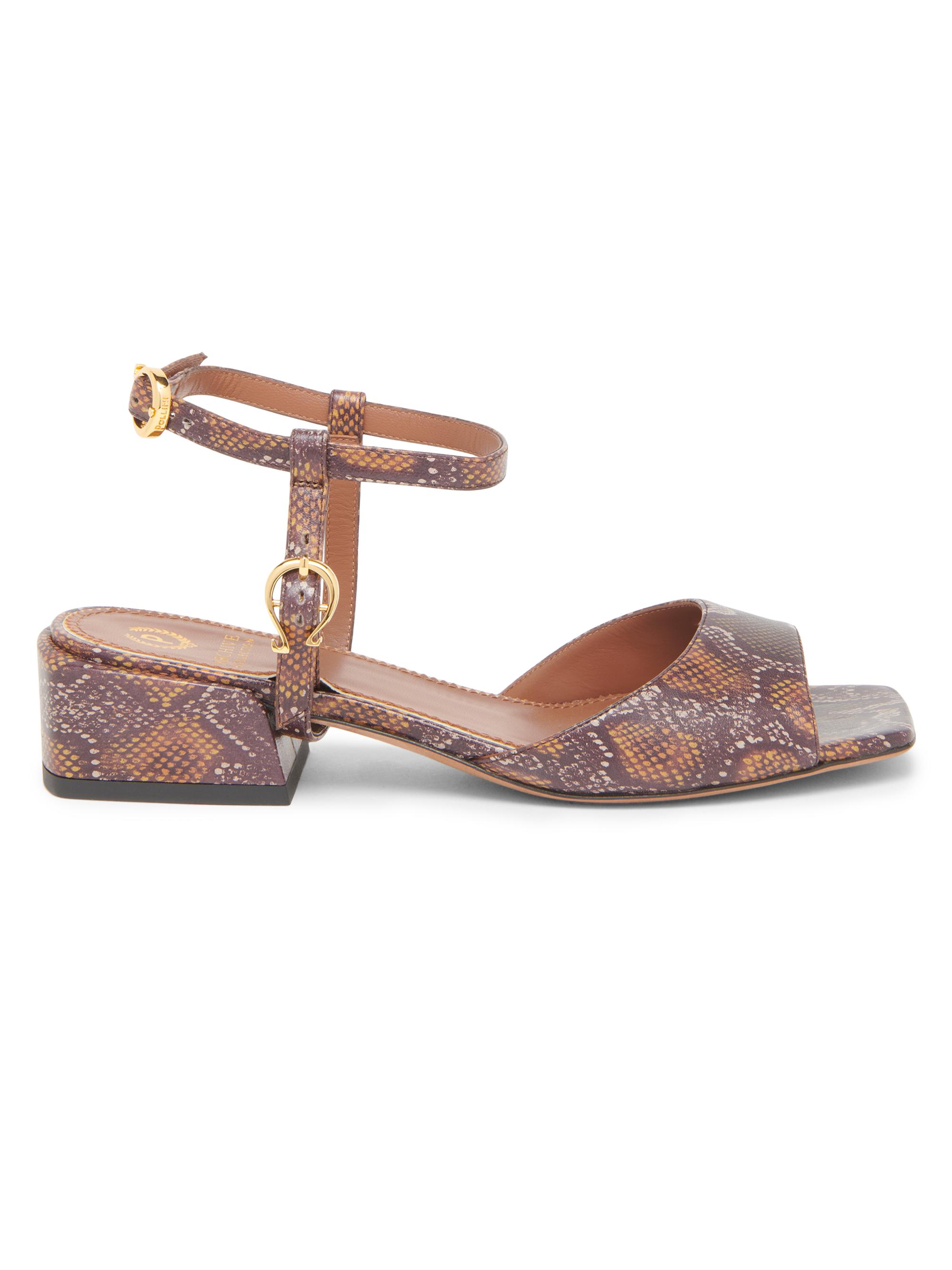 Pollini Women's Muse 35MM Snake-Embossed Leather Sandals - Green Yellow