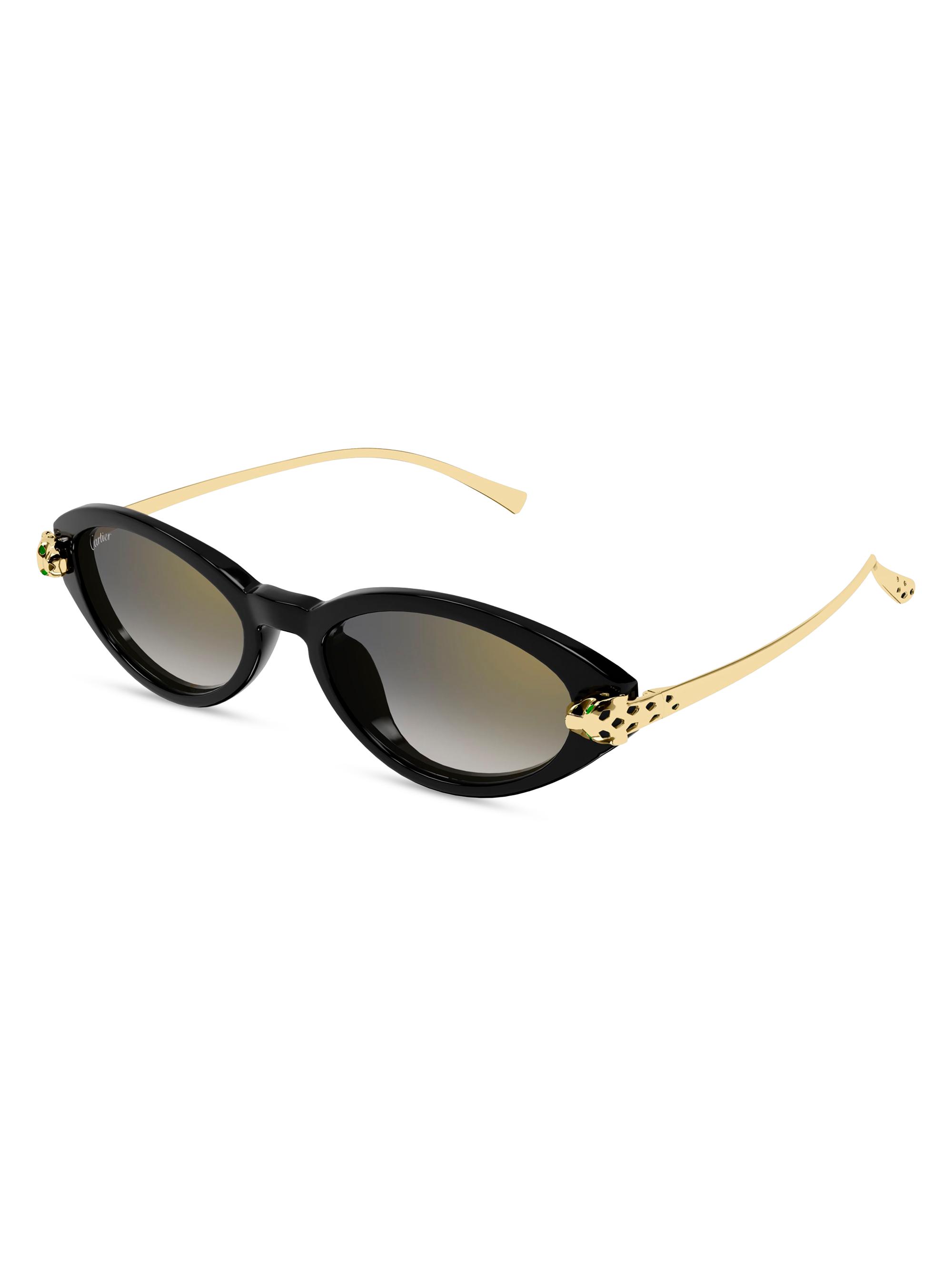 Cartier Women's Panthère Classic 52MM 24K-Gold-Plated Oval Sunglasses - Gold Black