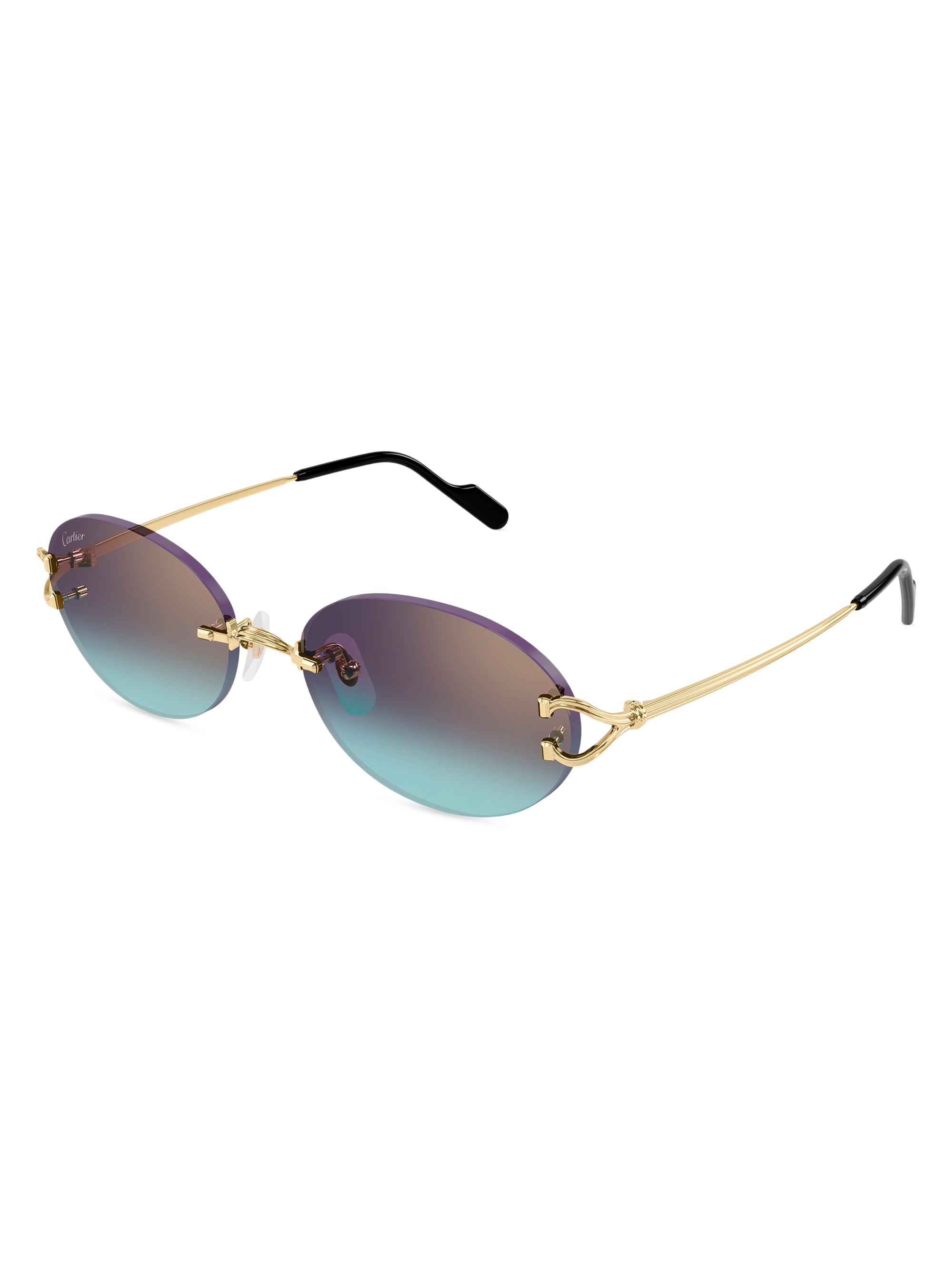 Cartier Women's C Decor 55MM 24K-Gold-Plated Oval Sunglasses - Gold Blue