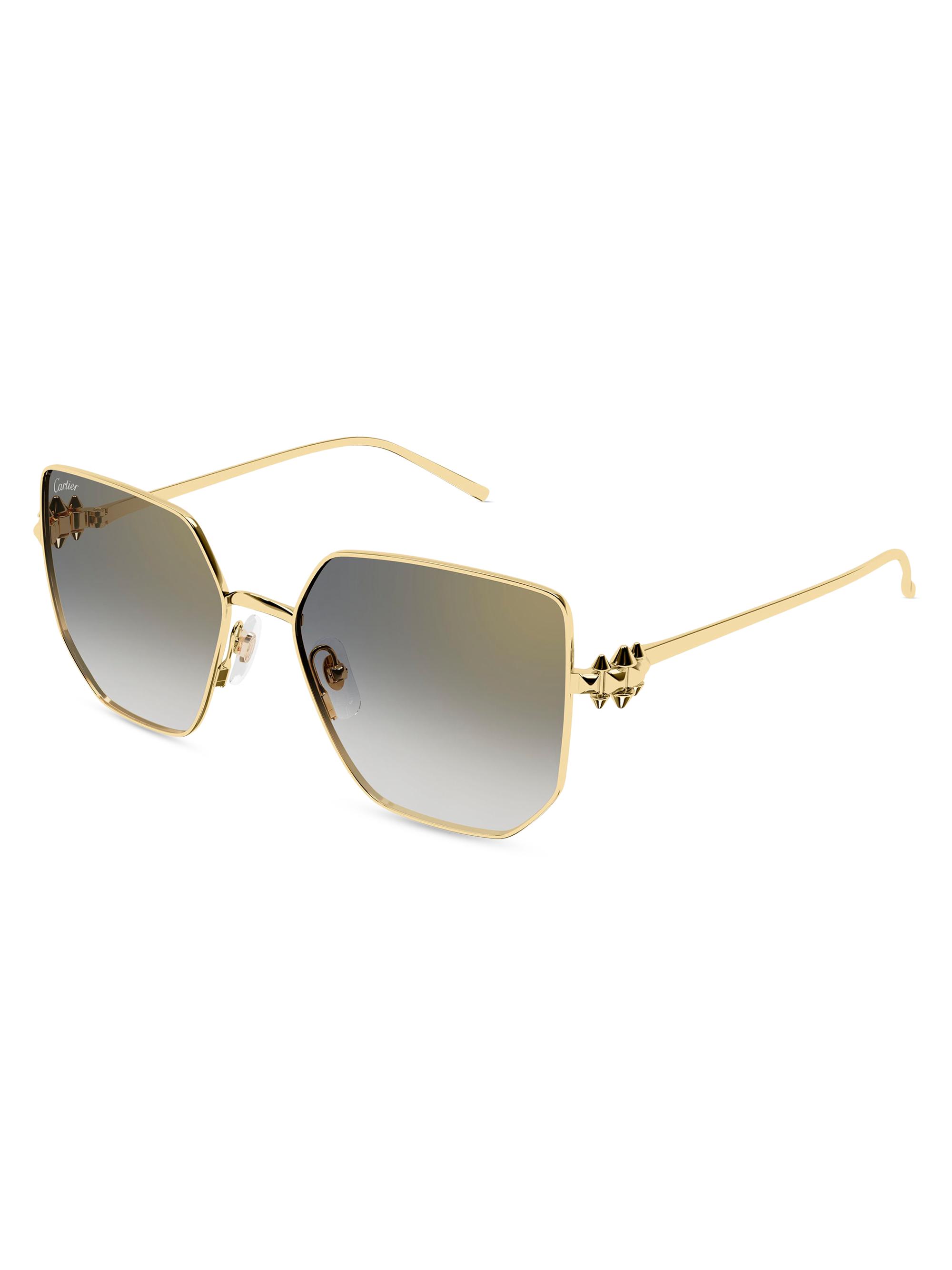 Cartier Women's Clash De  56MM 24K-Gold-Plated Geometric Sunglasses - Gold Grey