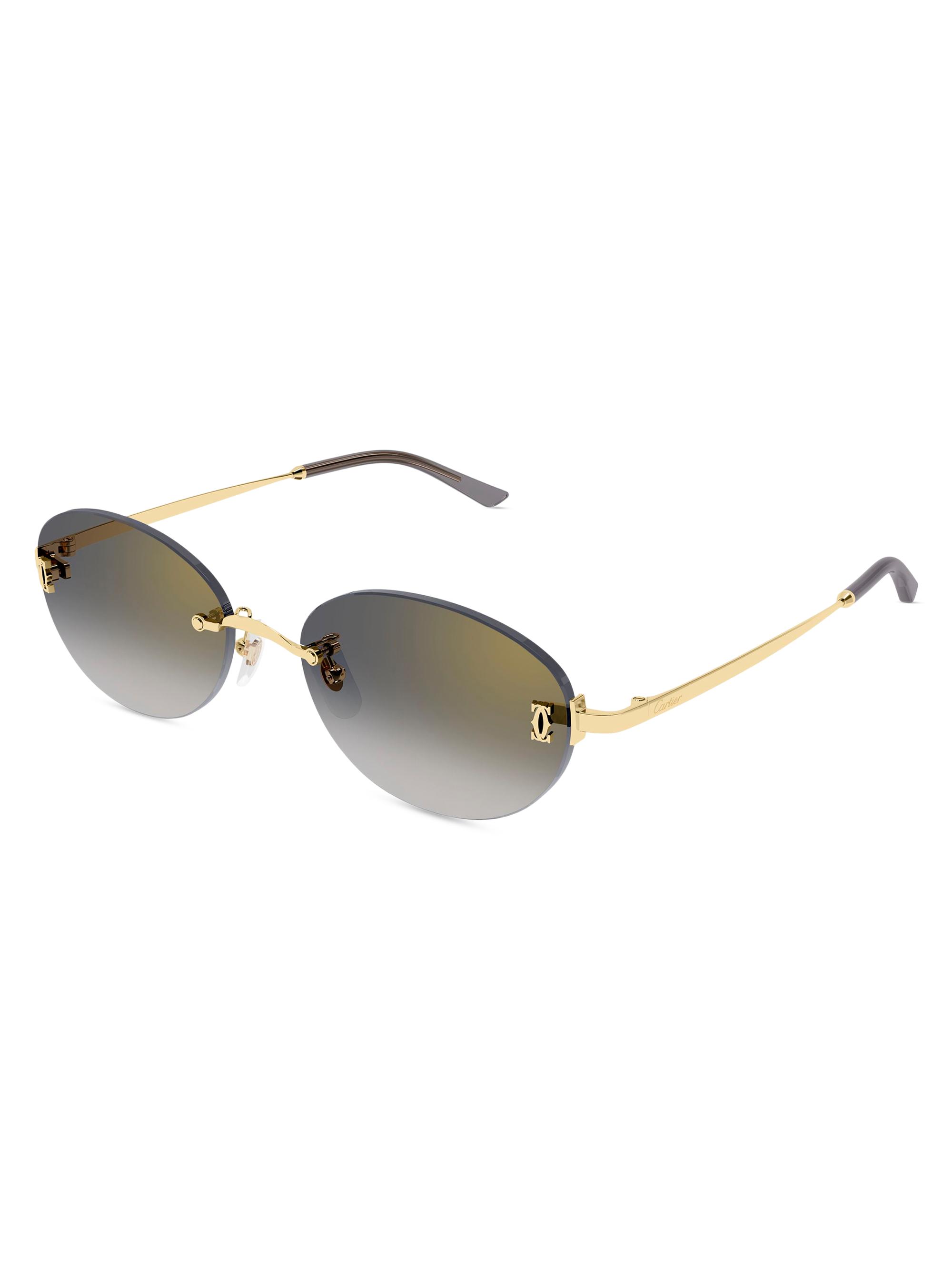 Cartier Women's Double C 54MM 24K-Gold-Plated Oval Sunglasses - Gold Grey