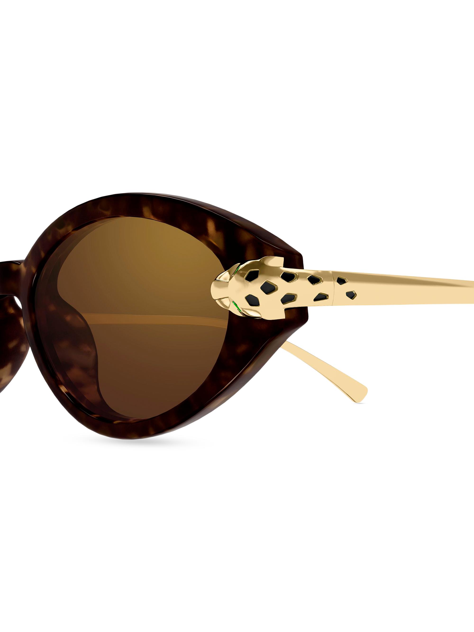 Cartier サングラス ゴールド ブラウン 難あり Cartier Panthère Classic 52MM 24K-Gold-Plated Almond Sunglasses