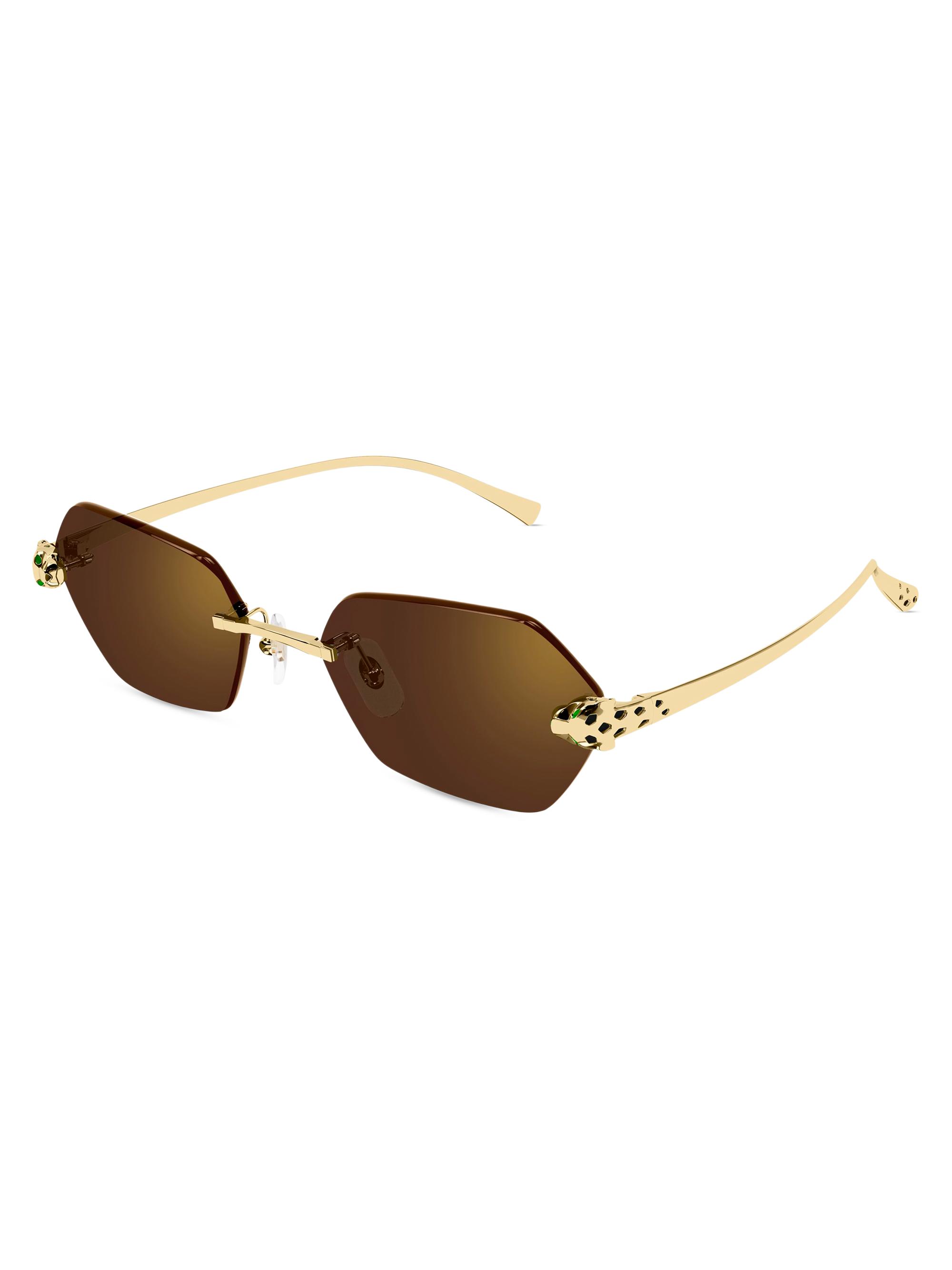 Cartier Women's Panthère Classic 55MM 24K-Gold-Plated Geometric Sunglasses - Gold Brown