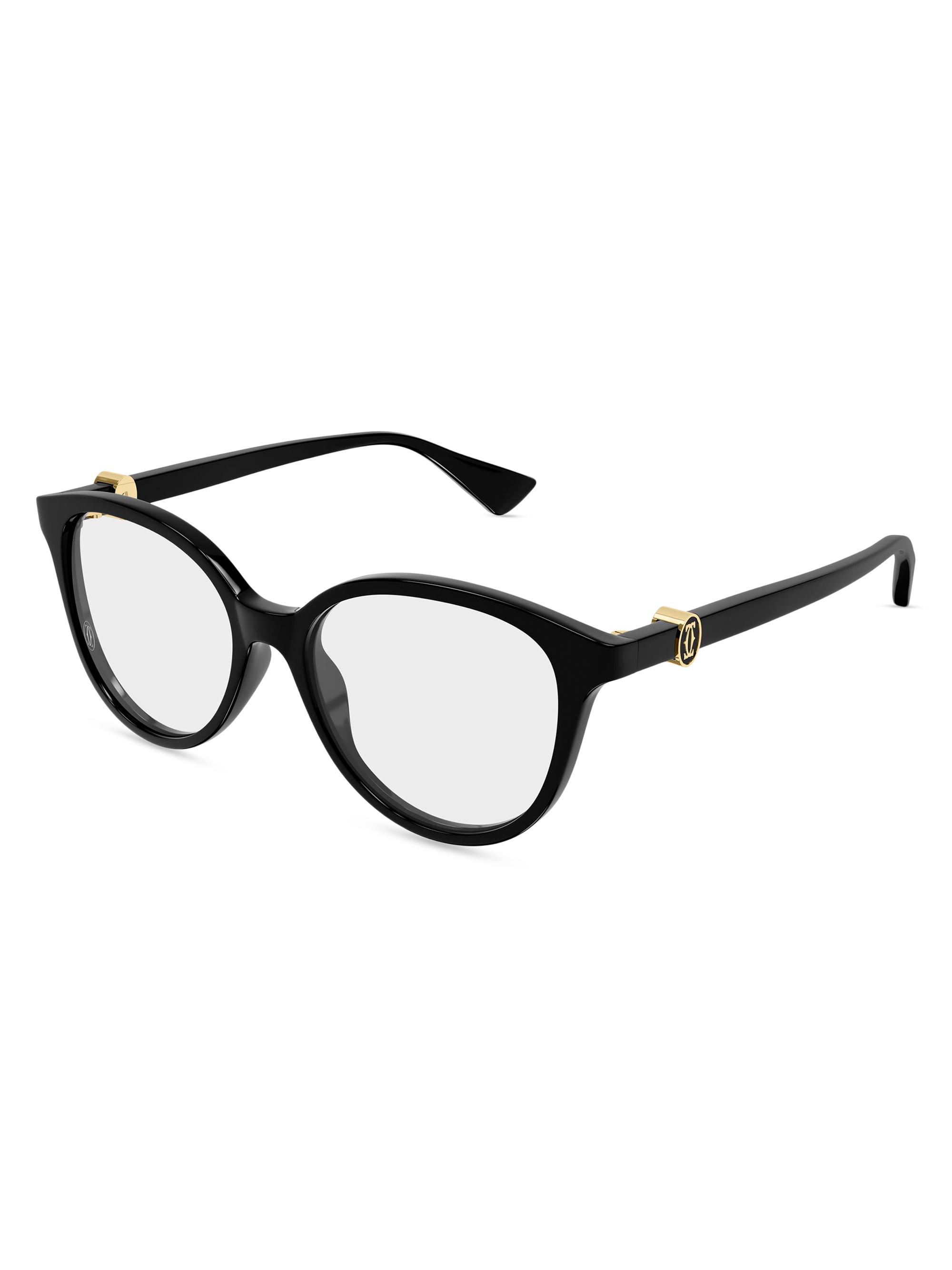 Cartier Women's Double C 53MM Round Optical Glasses - Black Clear