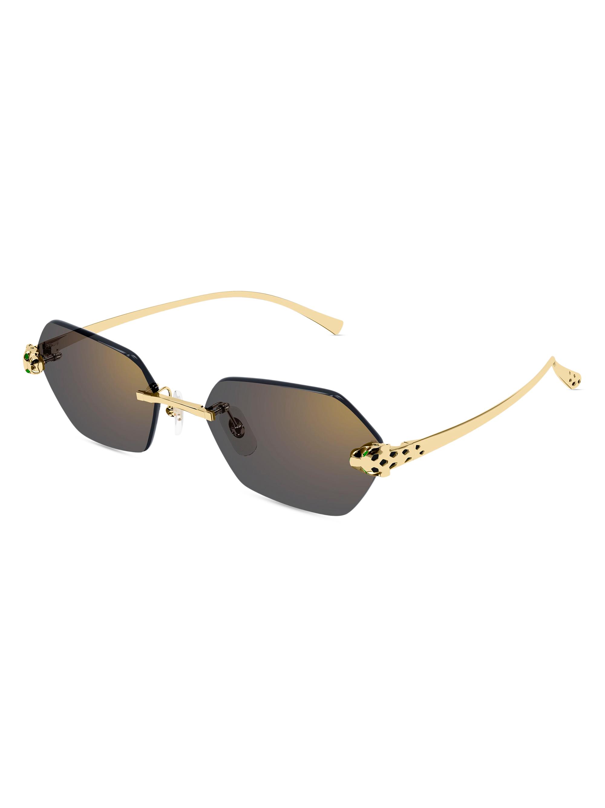 Cartier Women's Panthère Classic 55MM 24K-Gold-Plated Geometric Sunglasses - Gold Grey