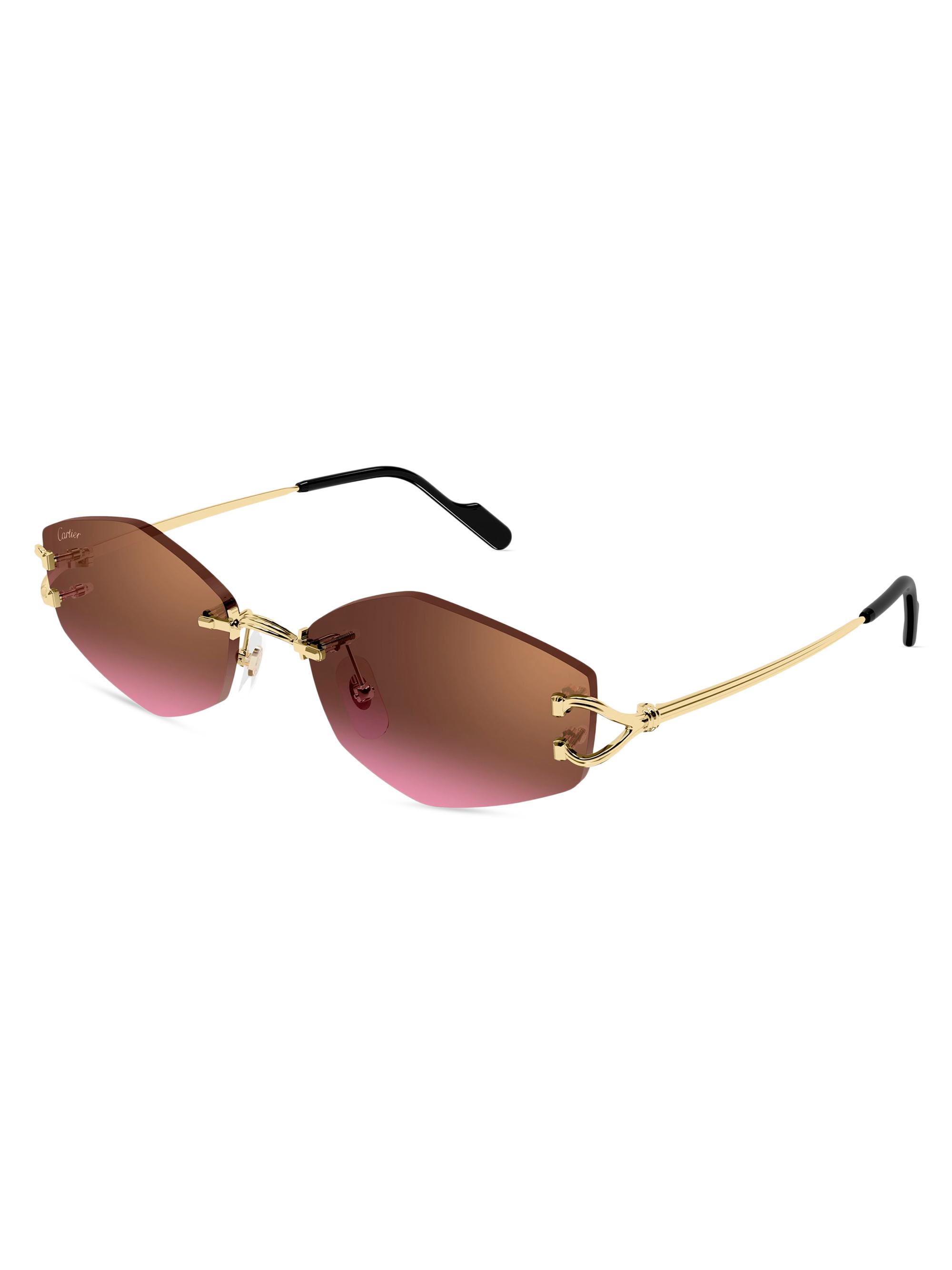 Cartier Women's C Décor 56MM 24K-Gold-Plated Geometric Sunglasses - Gold Purple