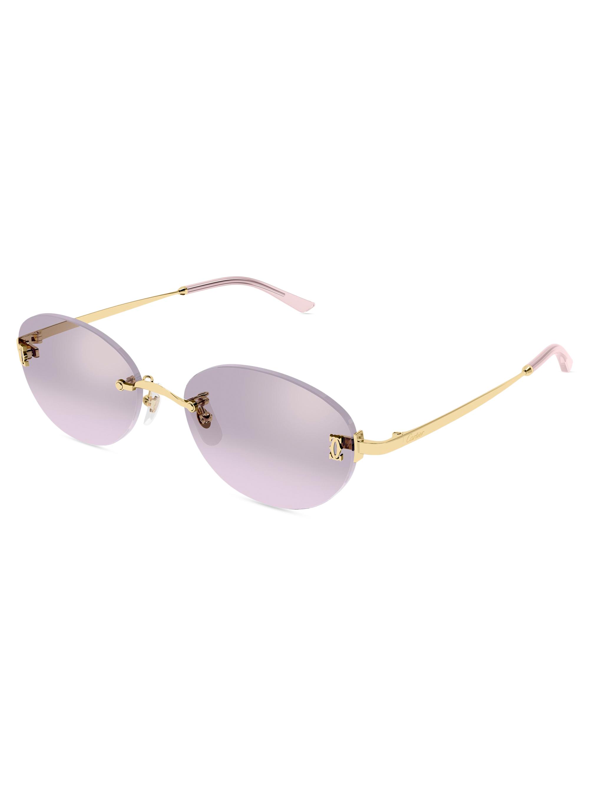 Cartier Women's Double C 54MM 24K-Gold-Plated Oval Sunglasses - Gold Lilac