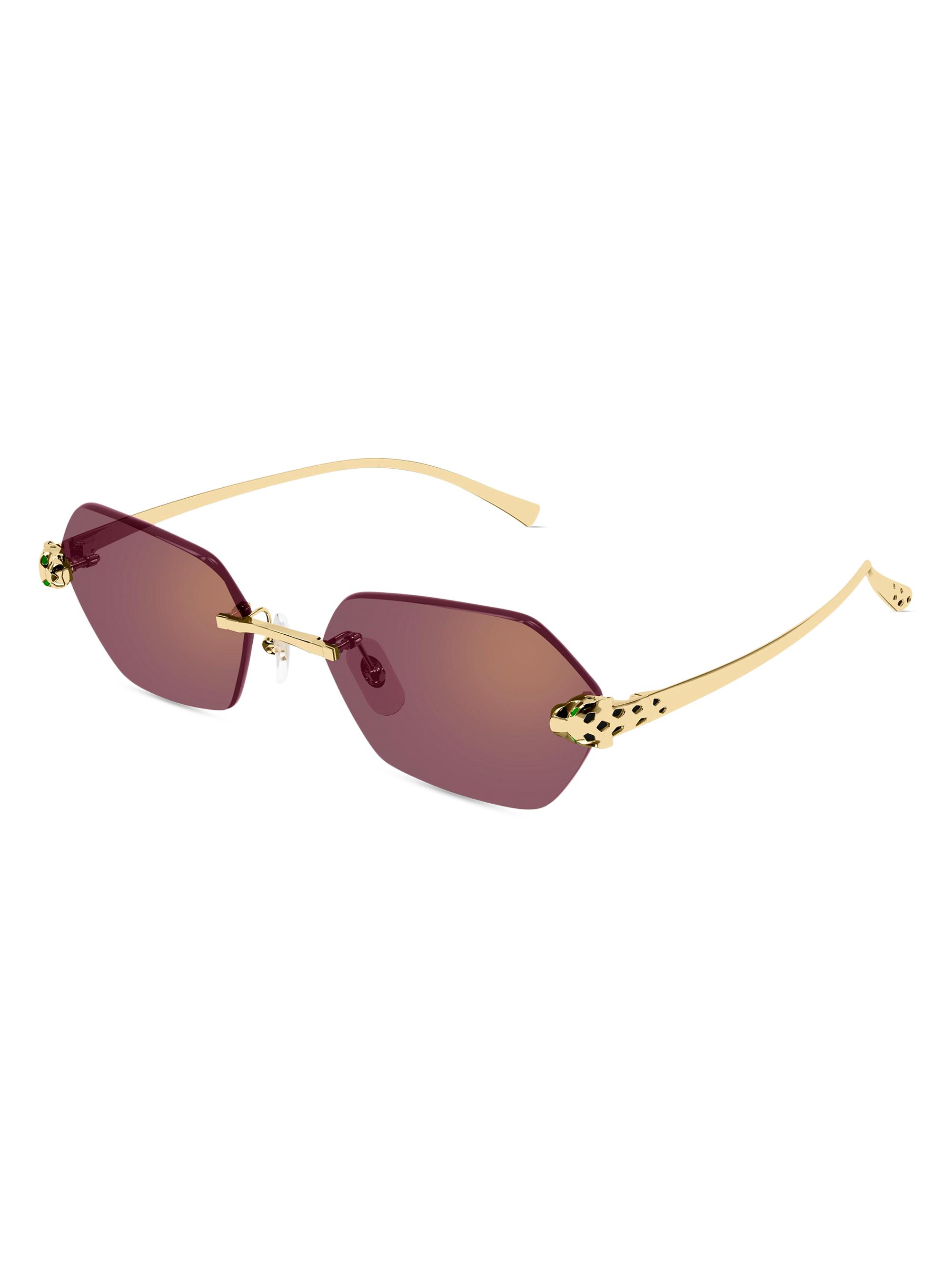 Cartier Women's Panthère Classic 55MM 24K-Gold-Plated Geometric Sunglasses - Gold Purple