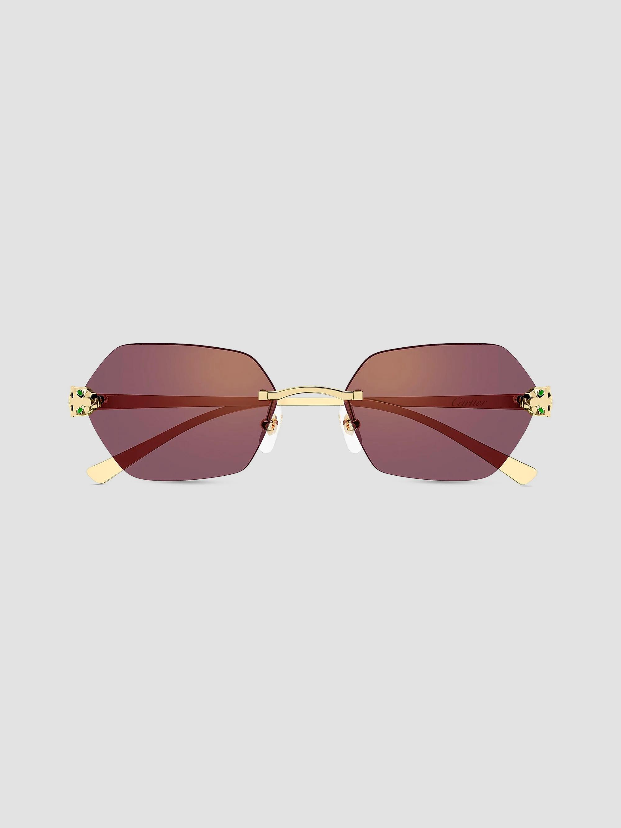 Cartier Panthère Classic 55MM 24K-Gold-Plated Geometric Sunglasses