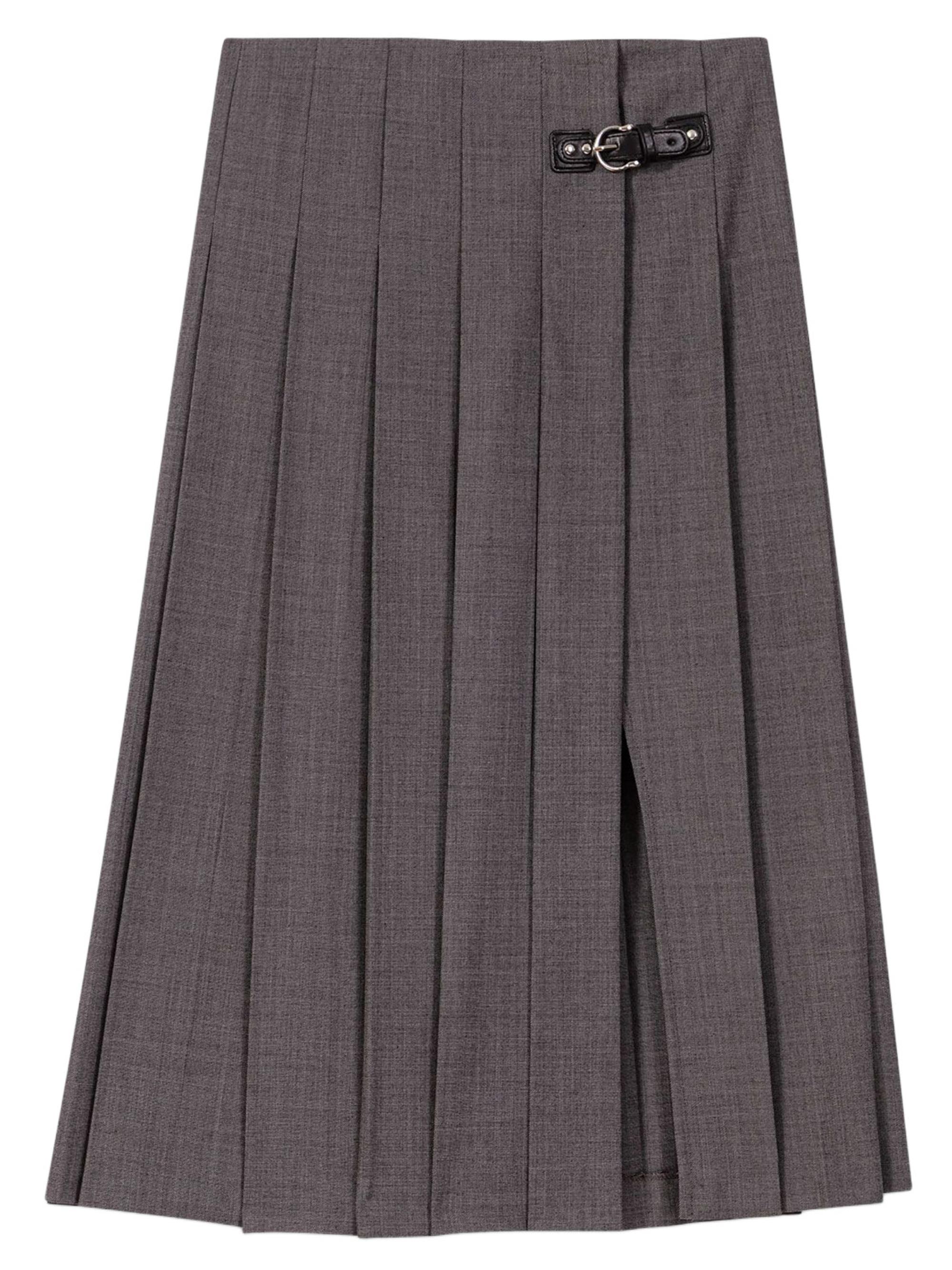 Maje Women's Long Pleated Skirt - Grey