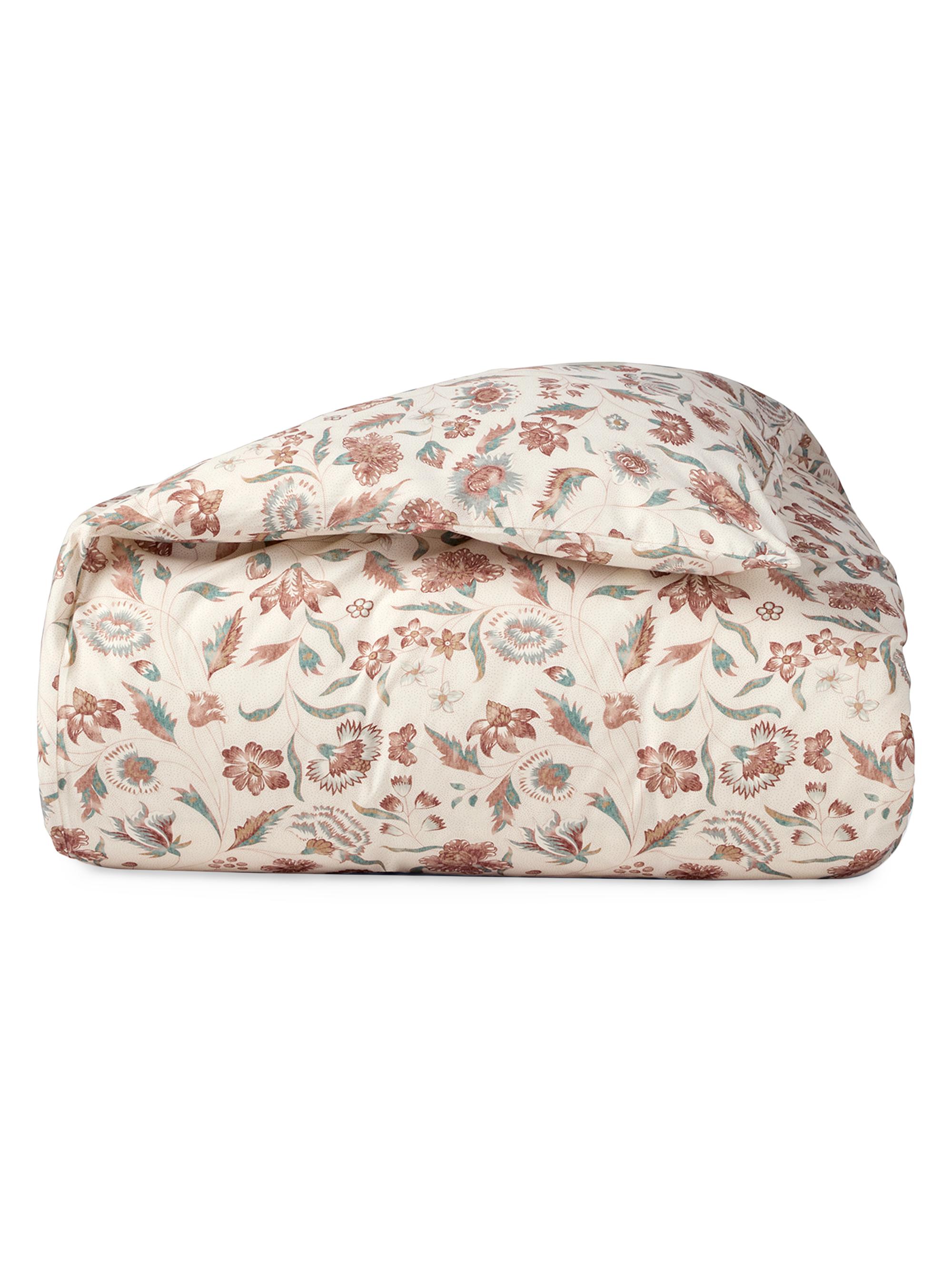 Coyuchi Viola Organic Print Duvet Cover - Undyed Garnet King