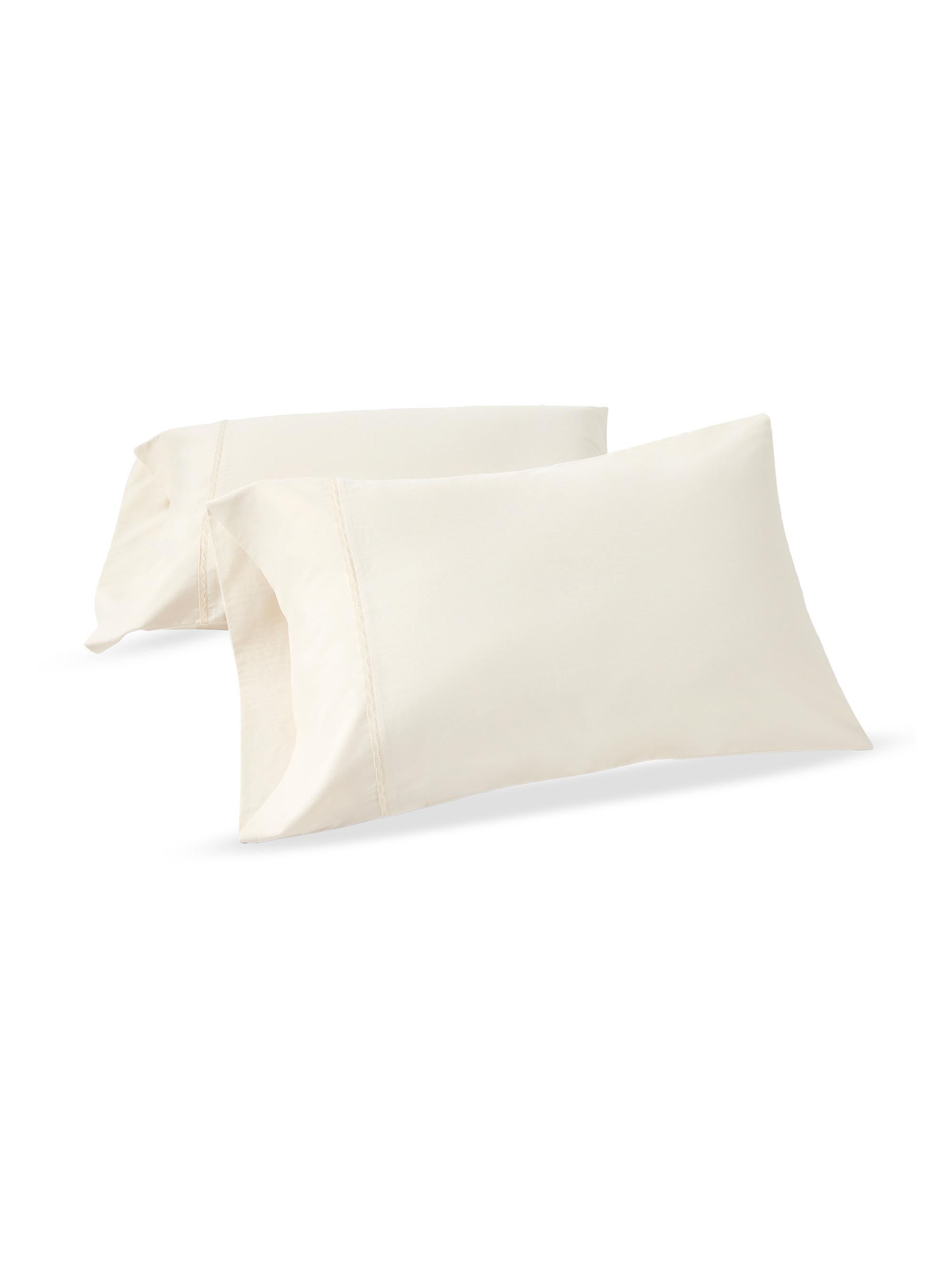 Coyuchi Cloud Soft Organic Sateen Scalloped Pillowcase Set - Undyed Scalloped Standard