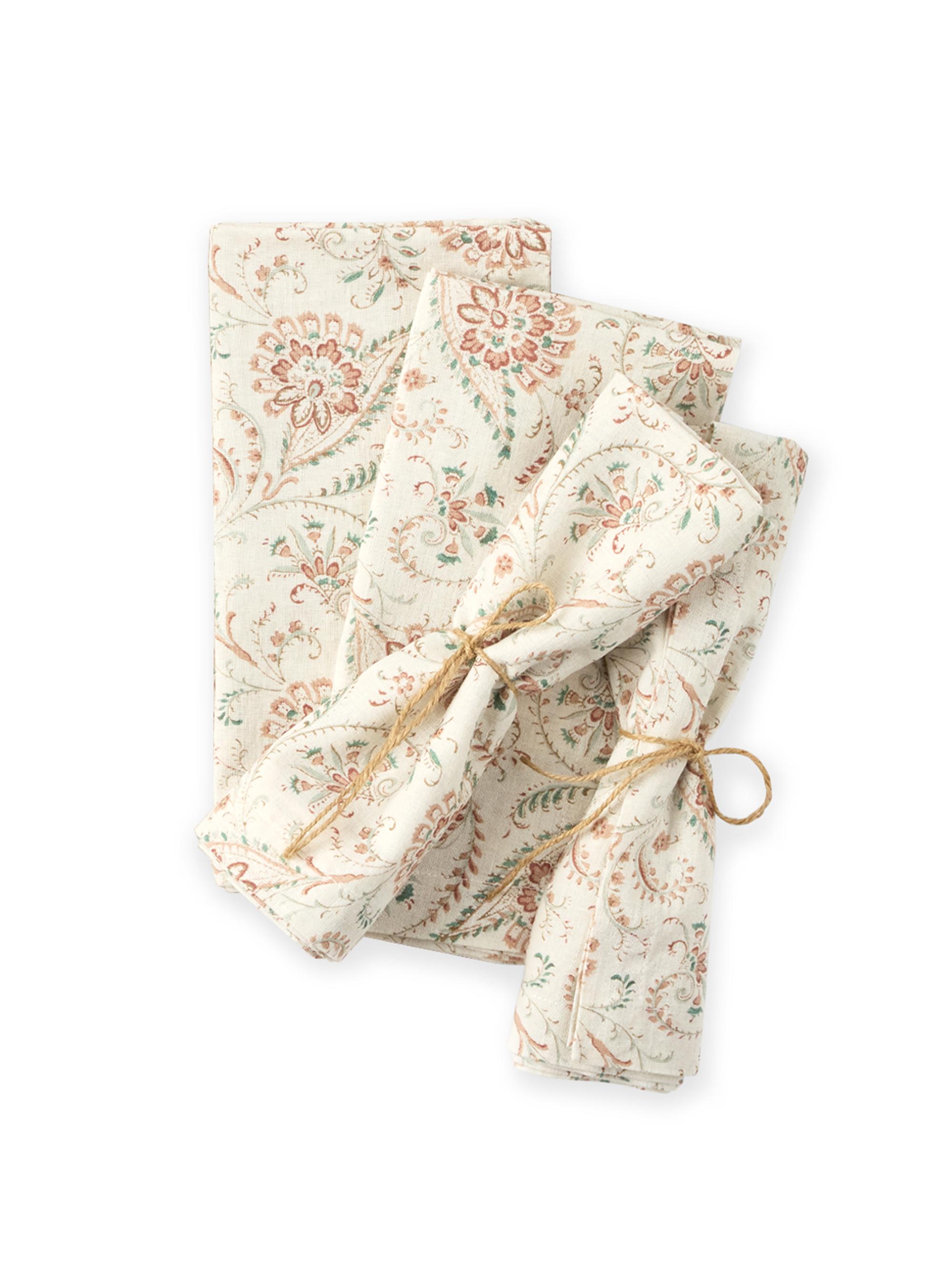 Coyuchi Ponderosa Print Napkin Set of 4 - Seafoam Garnet