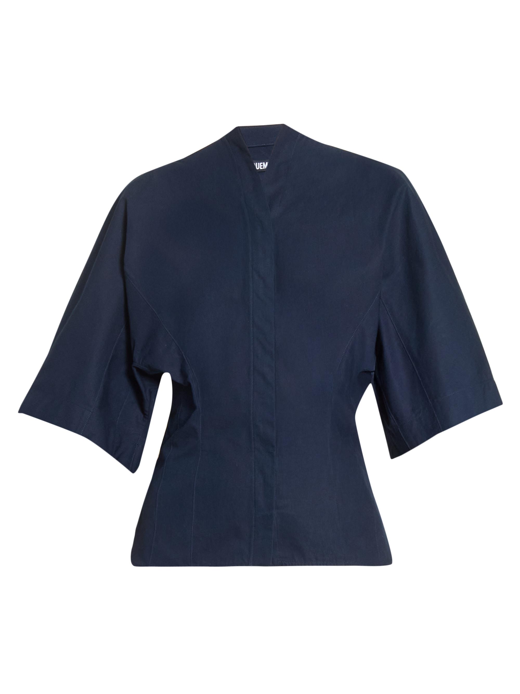 Jacquemus Women's La Moisson Cotton-Poplin Shirt - Dark Navy
