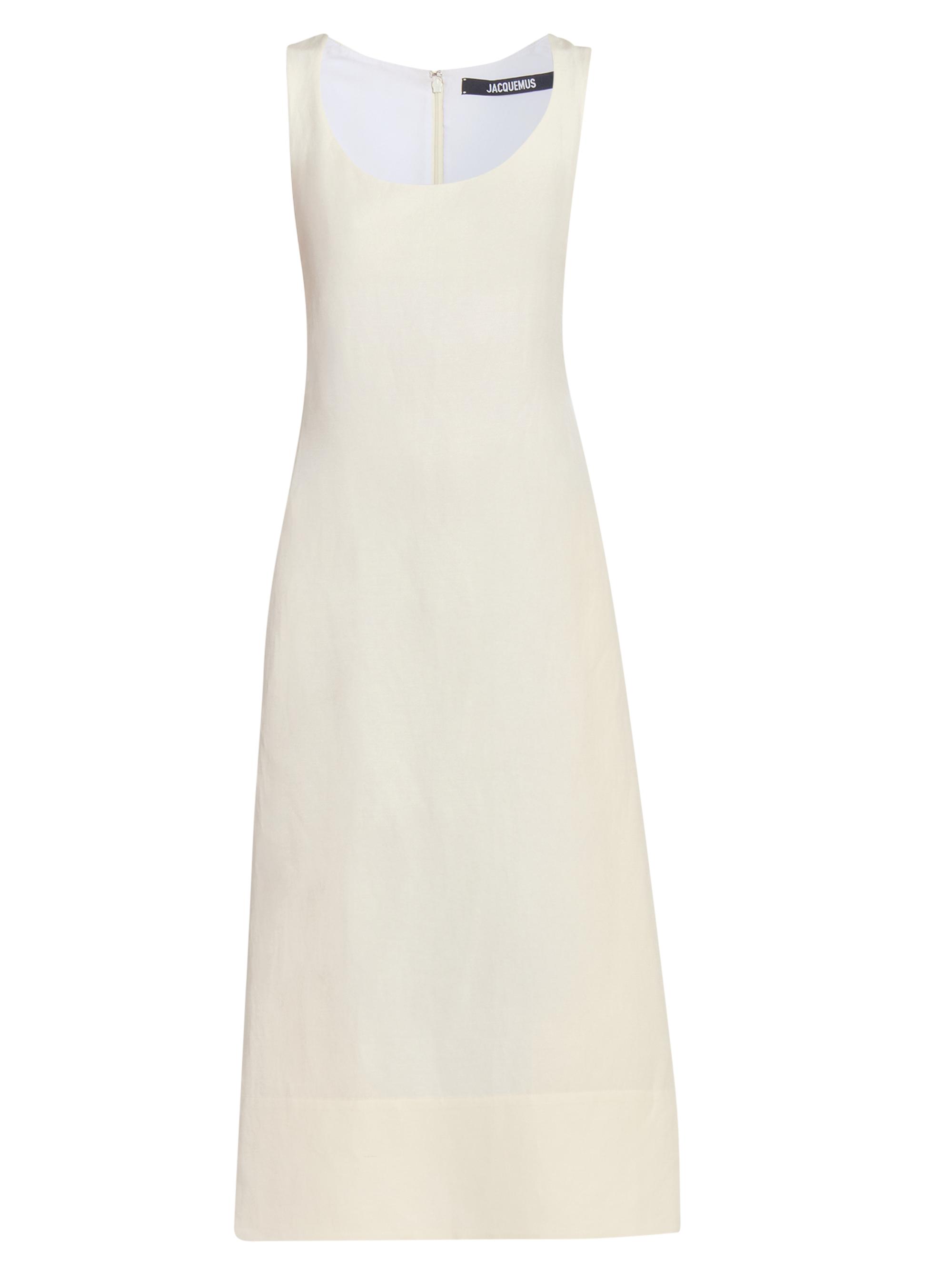 Jacquemus Women's La Tablier Linen-Blend Midi-Dress - Off White