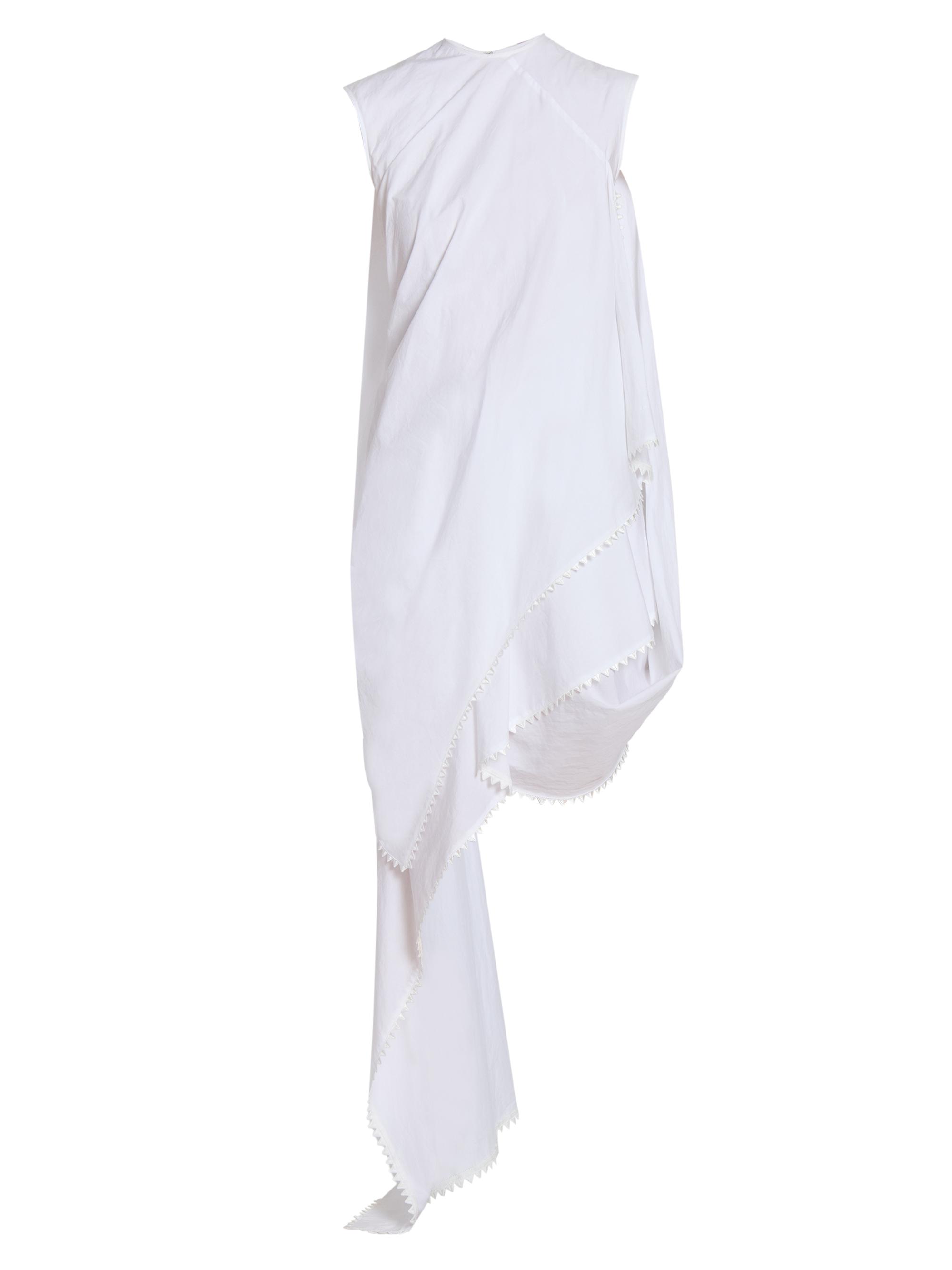 Jacquemus Women's Traversin Courte Asymmetric Cotton Knee-Length Dress - White