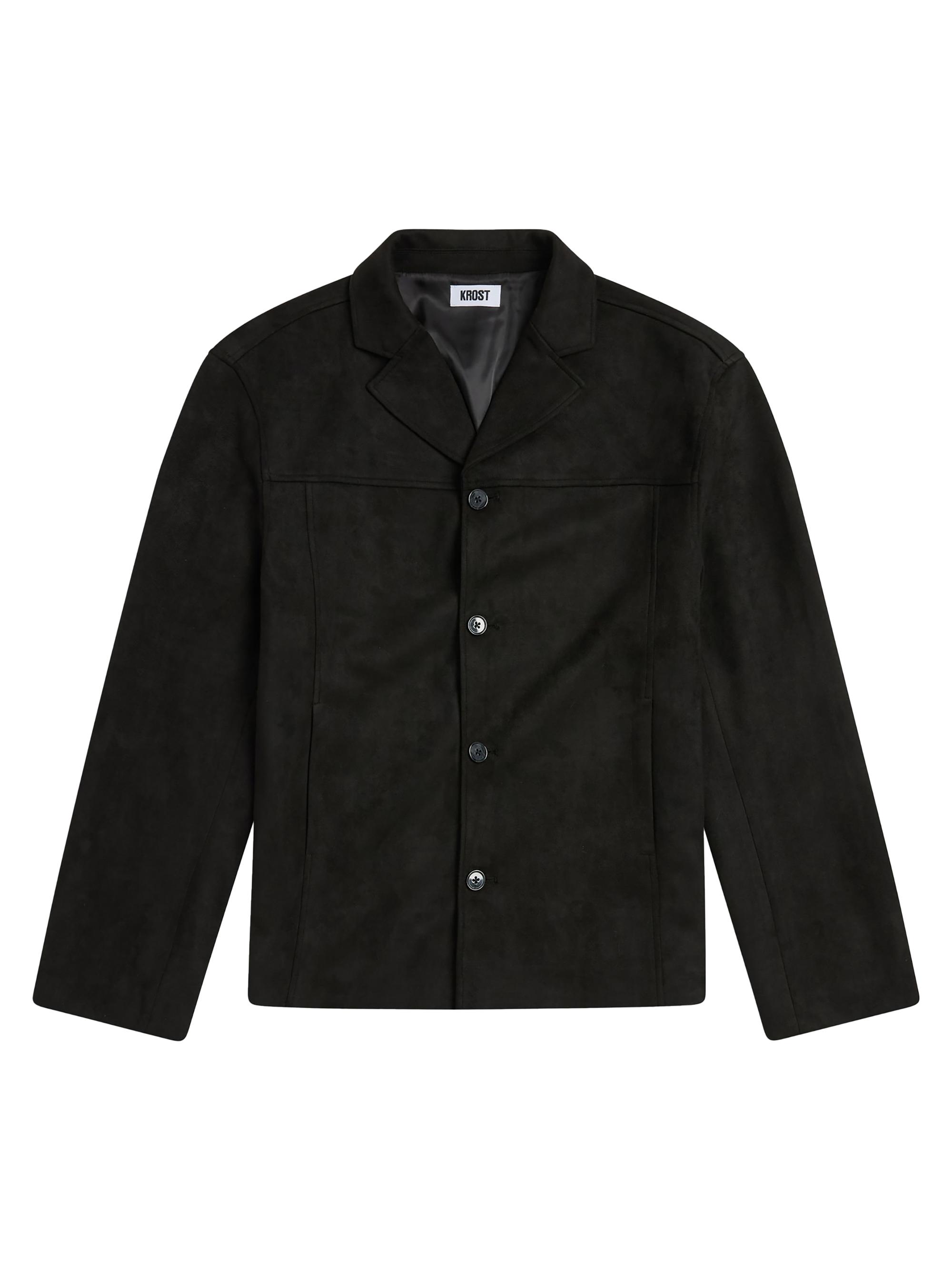 Krost Men's Suede Lapel Jacket - Black