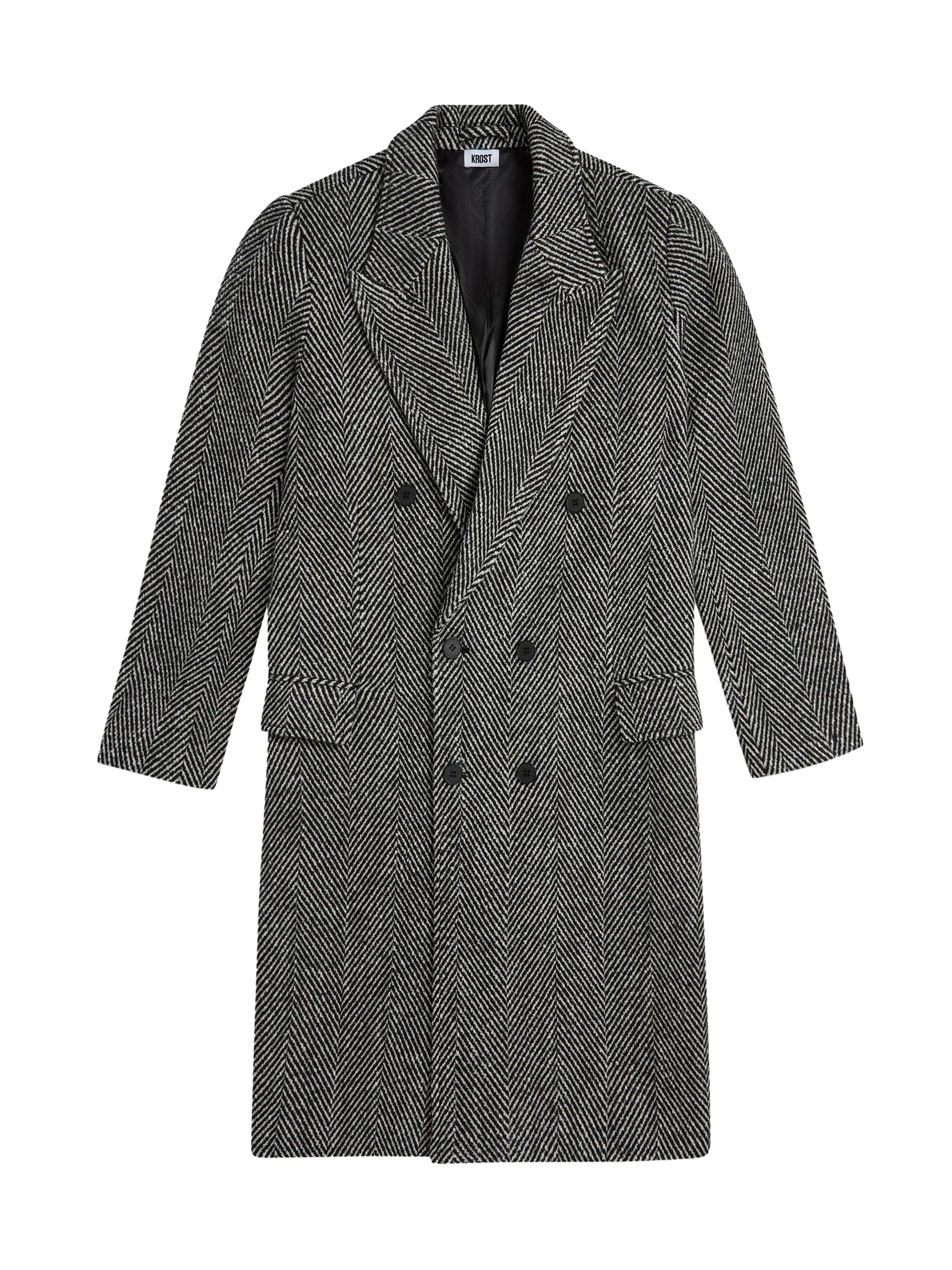 Krost Men's Elliot Wool Overcoat - Grey
