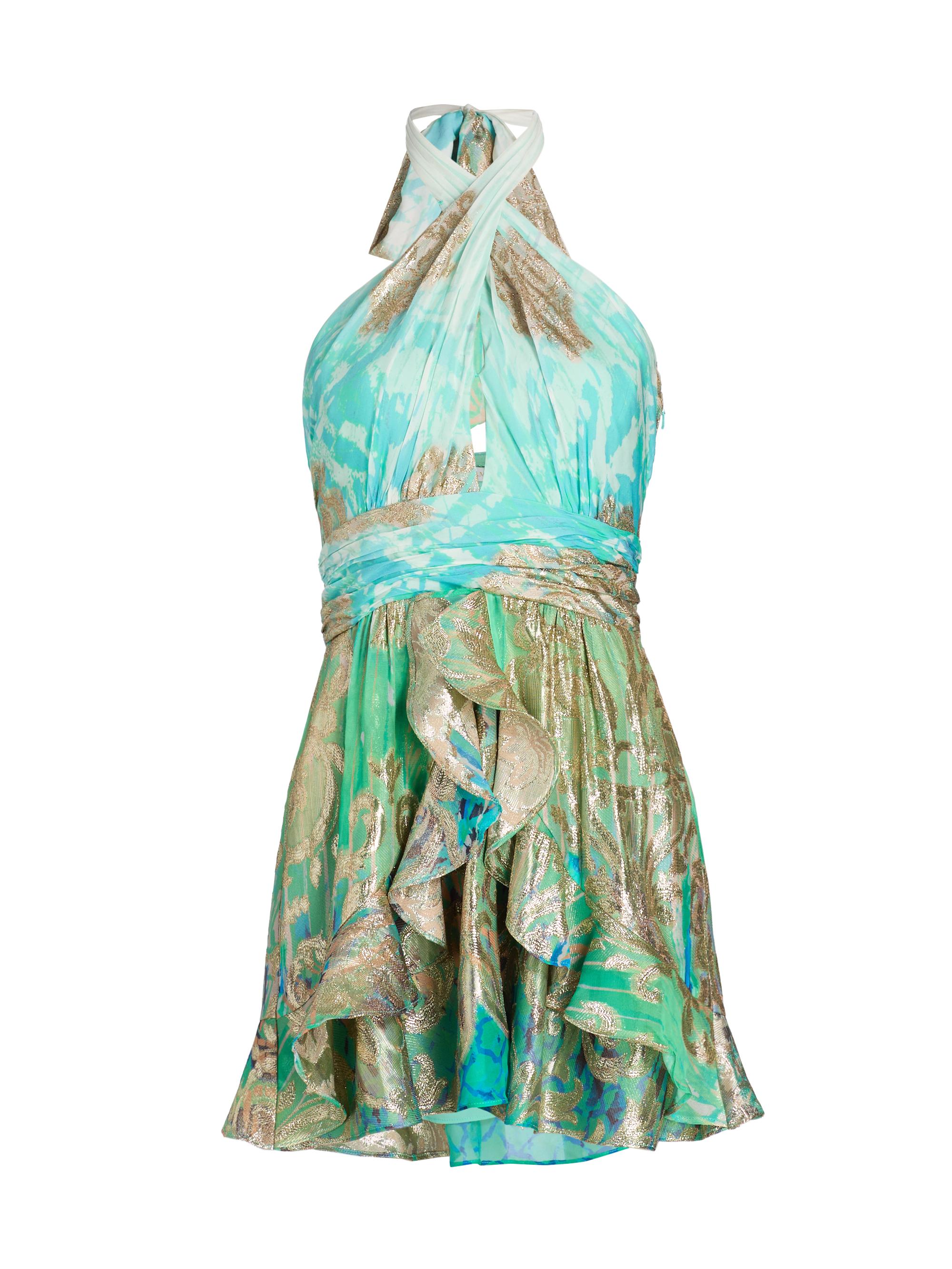 Ramy Brook Women's Reuben Metallic Ombré Jacquard Minidress - Bright Lime Ombre