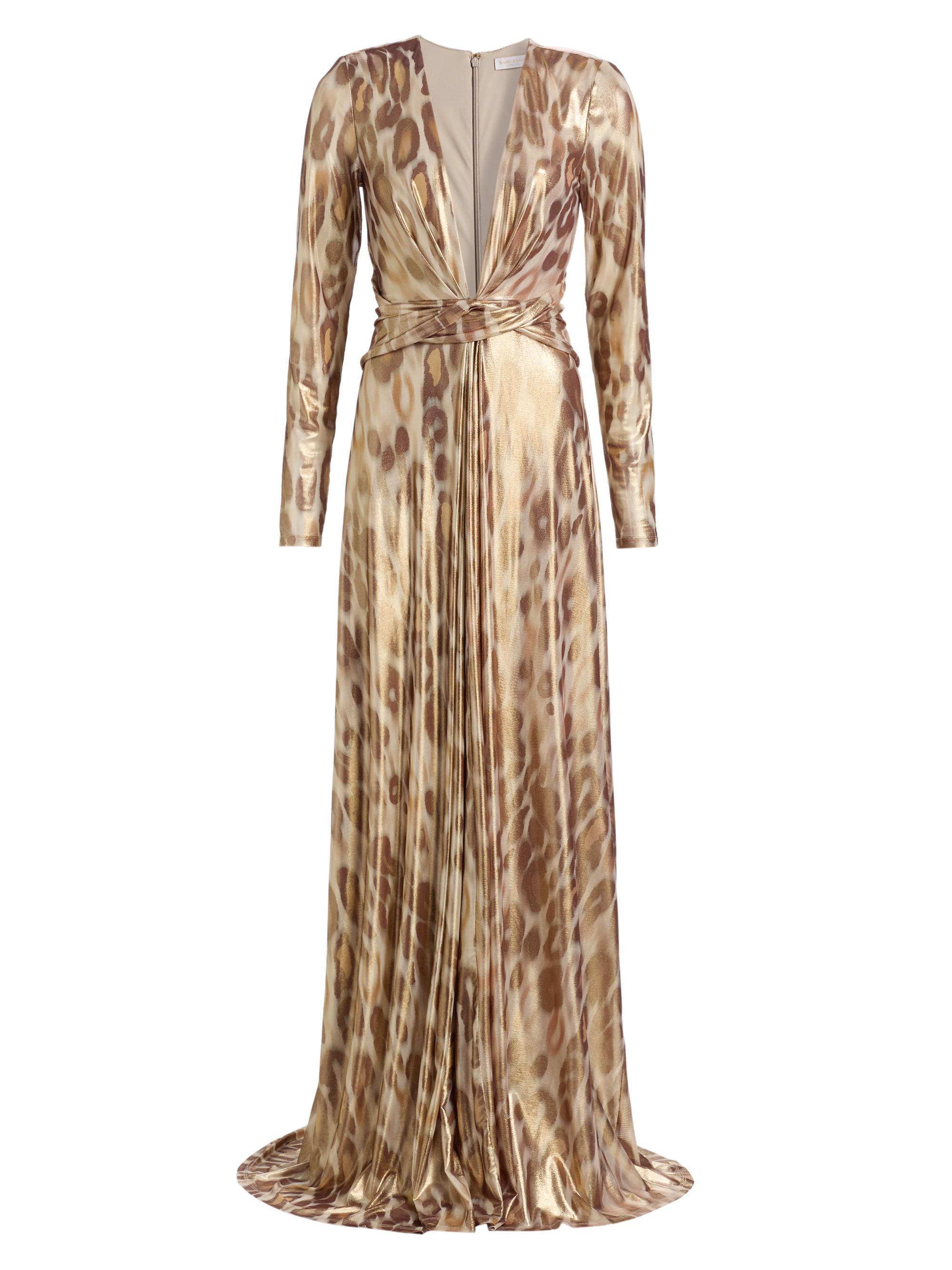 Self-Portrait Gold Metallic Tiered Midi Dress | Saks Fifth Avenue