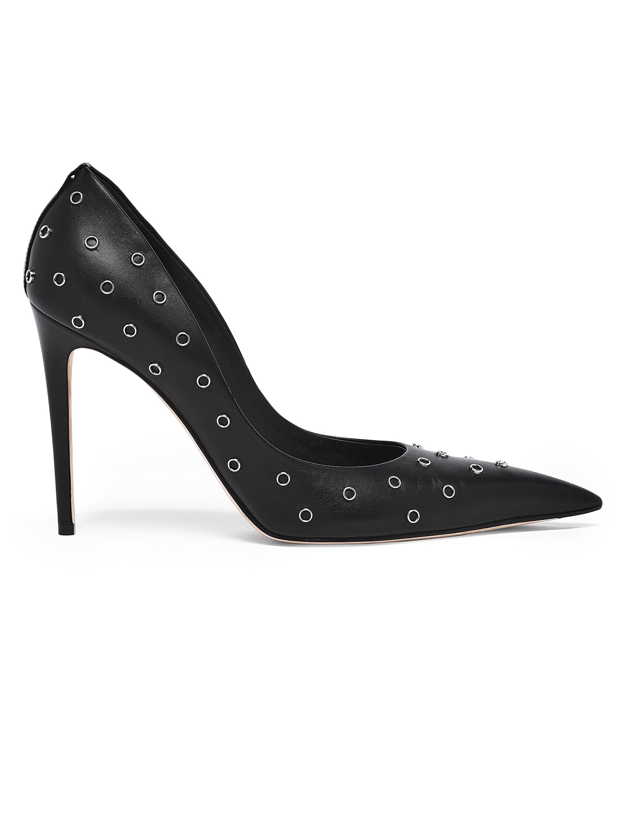 McQueen Women's Grommet-Detailed Leather Pumps - Black Silver