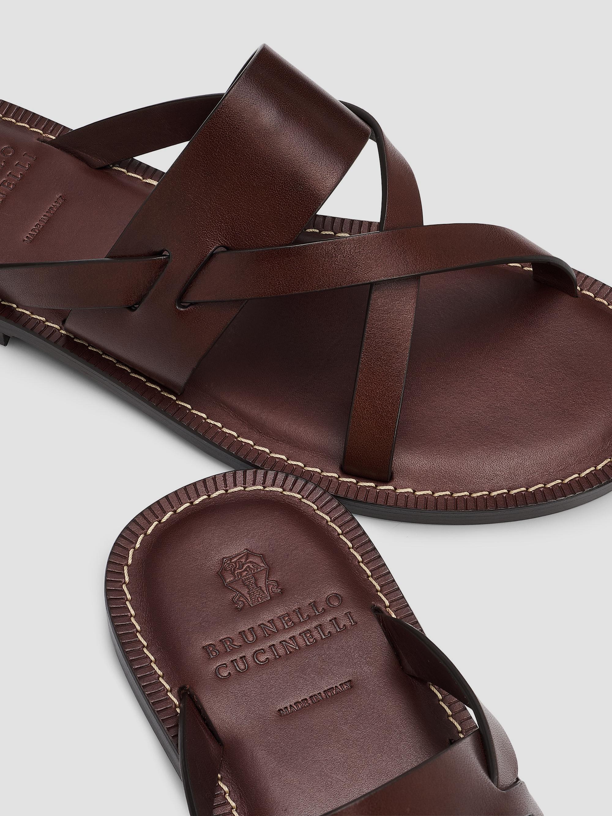 Brunello Cucinelli Strappy Leather Sandals | Saks Fifth Avenue