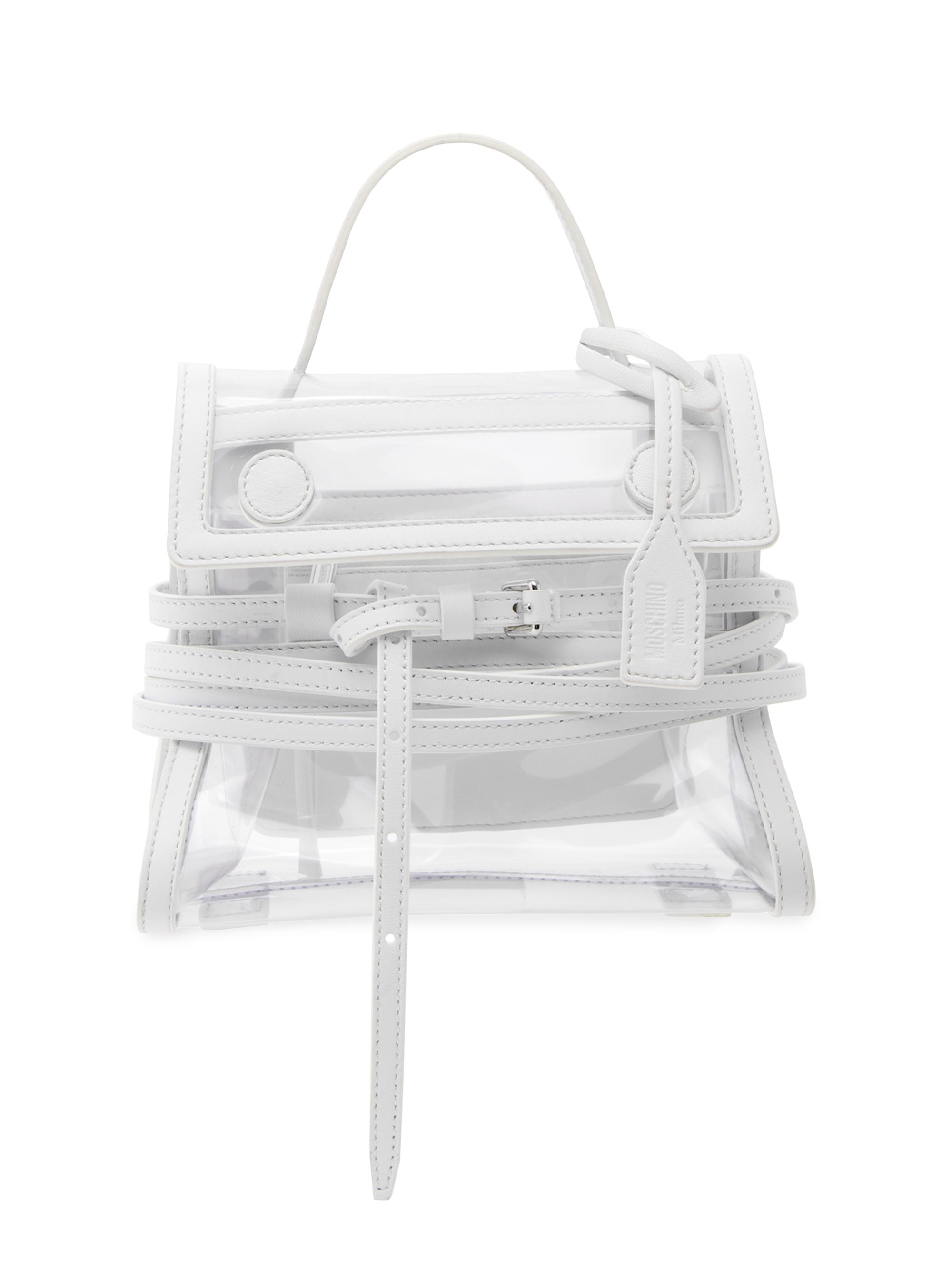 Moschino Women's Tie Me Transparent Top Handle Bag - Transparent