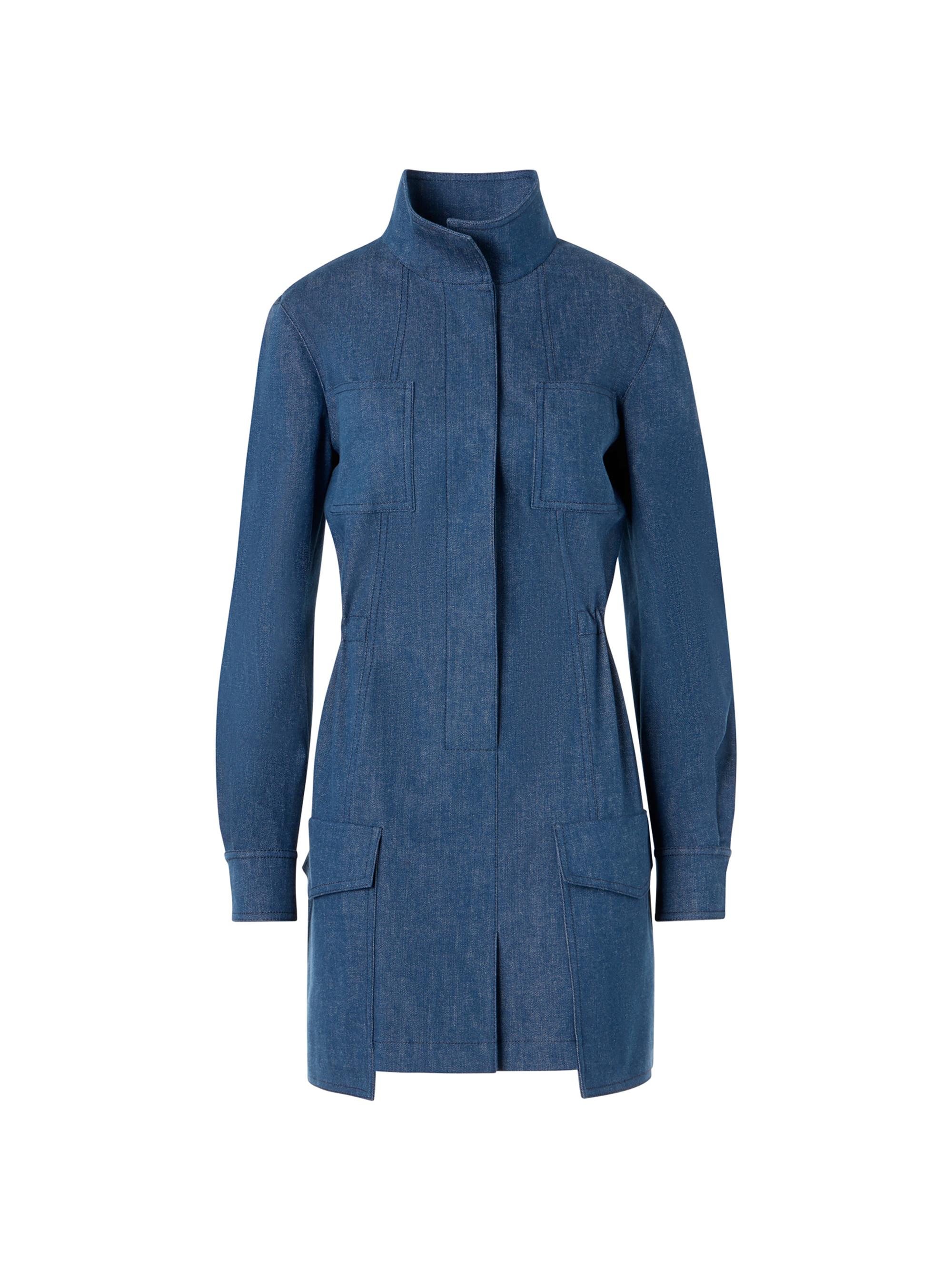 Akris Women's Stand Collar Coated Denim Minidress - Denim