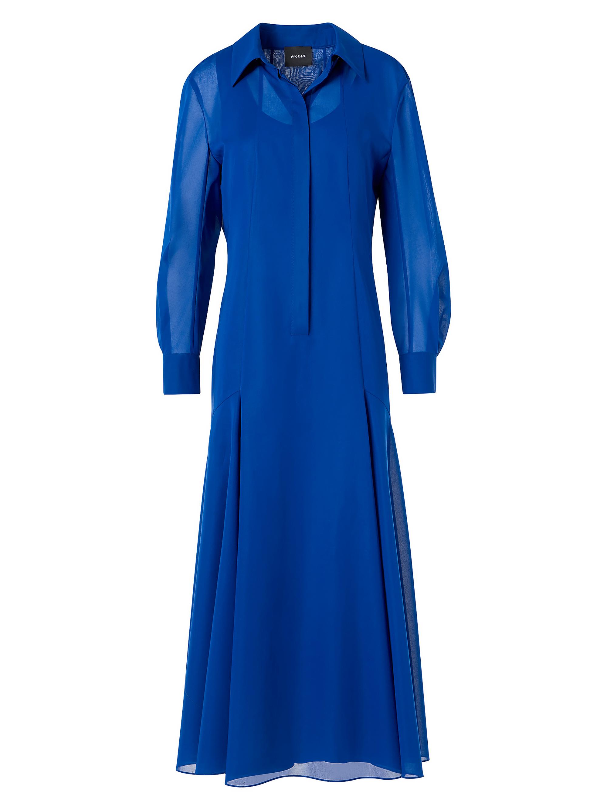 Akris Women's Cotton Voile Back Drawstring Shirtdress - Lapis Blue