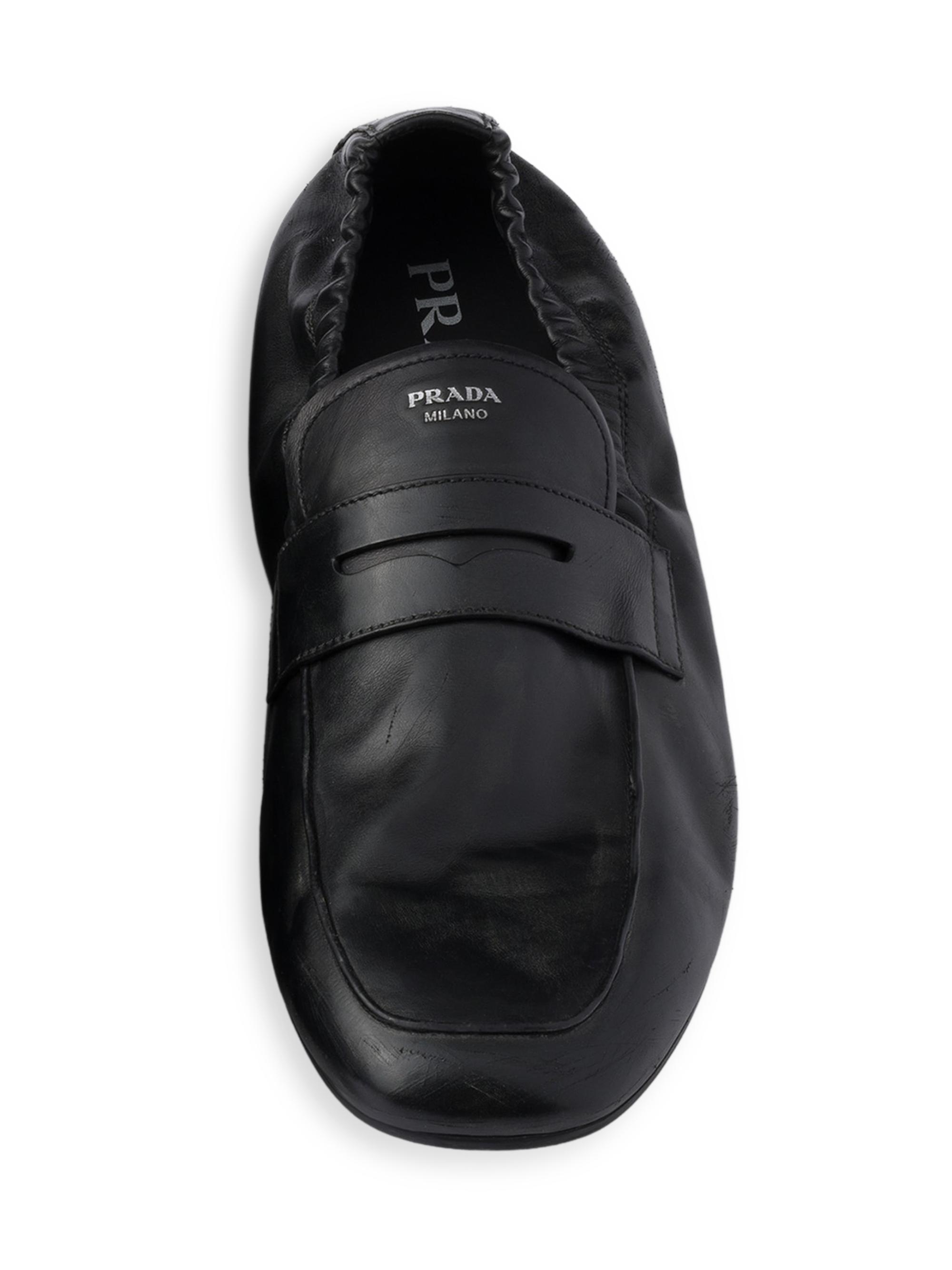 Prada Shuffle Antiqued Leather Loafers | Saks Fifth Avenue