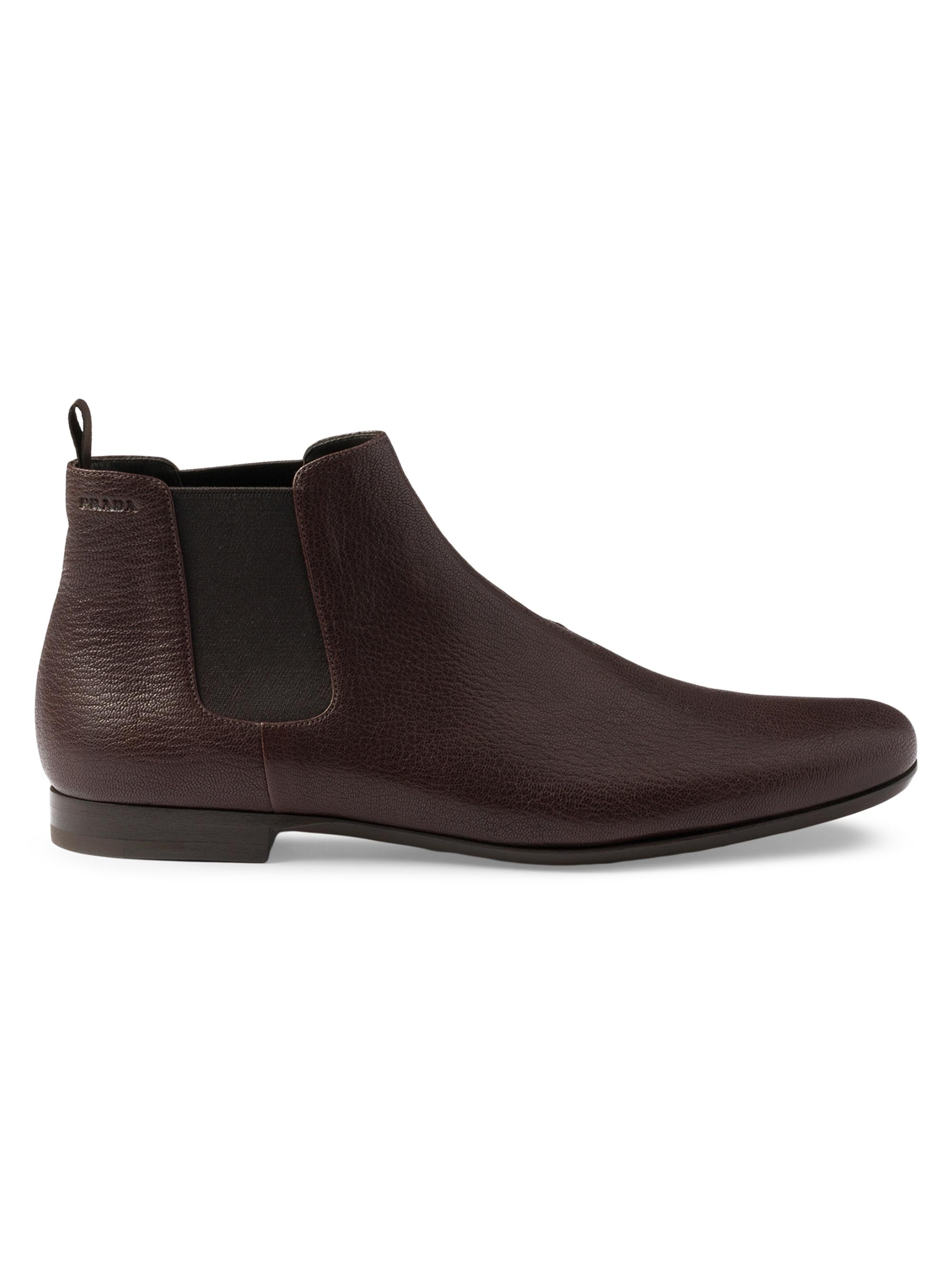 Prada Men's Leather Chelsea Boots - Brown