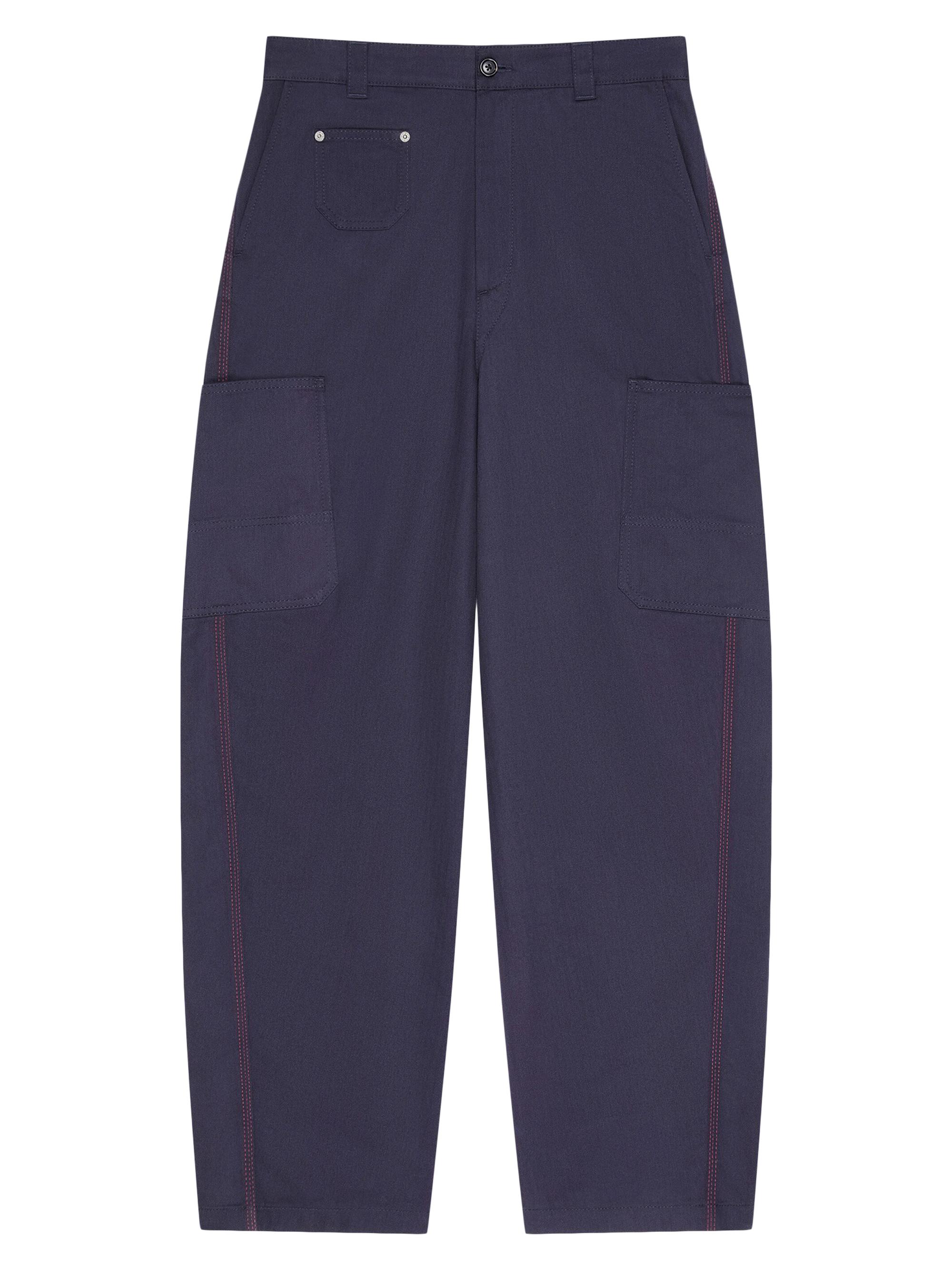 Givenchy Men's Couture Seam Cargo Trousers in Herringbone Denim - Navy