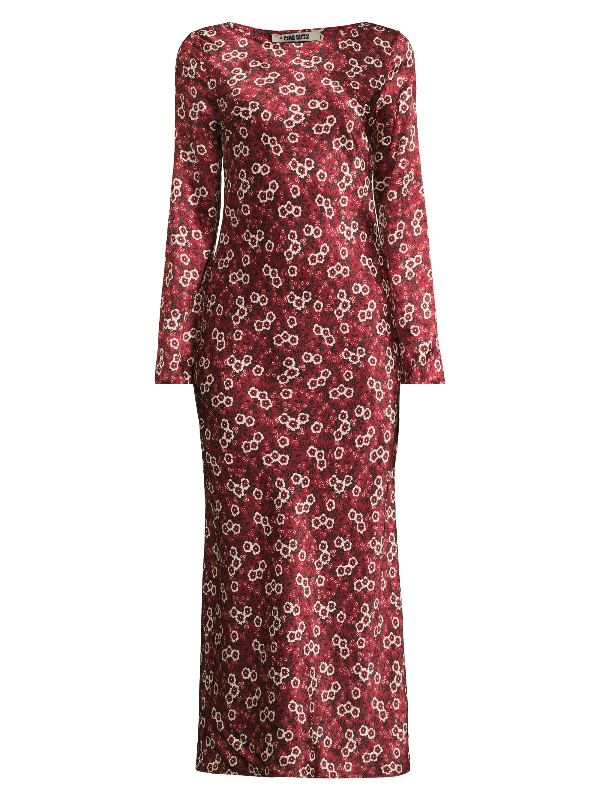 Ciao Lucia Women's Gaia Floral Silk Charmeuse Midi-Dress - Ruby