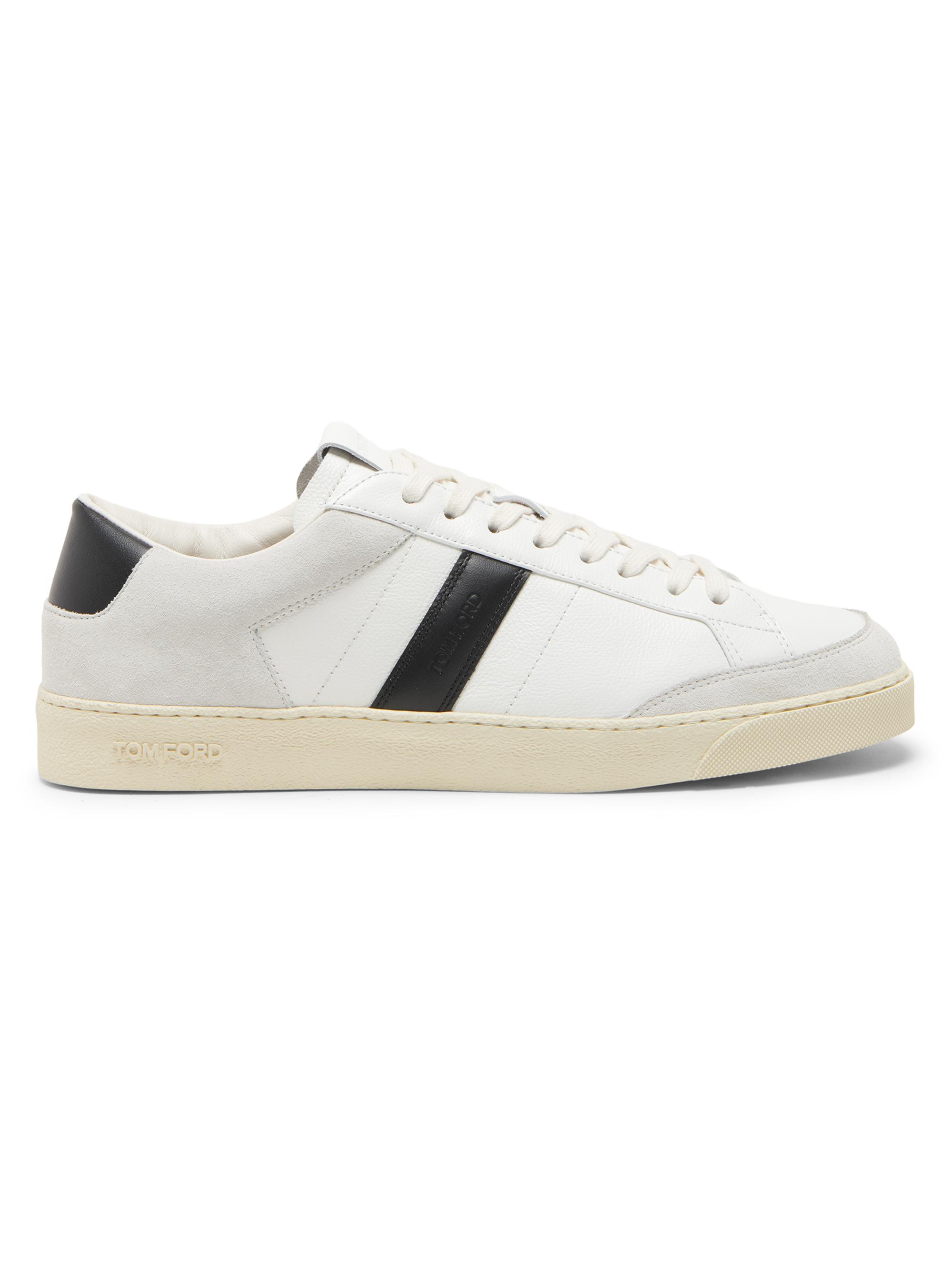TOM FORD Men's Blake Suede Low-Top Sneakers - White Cream