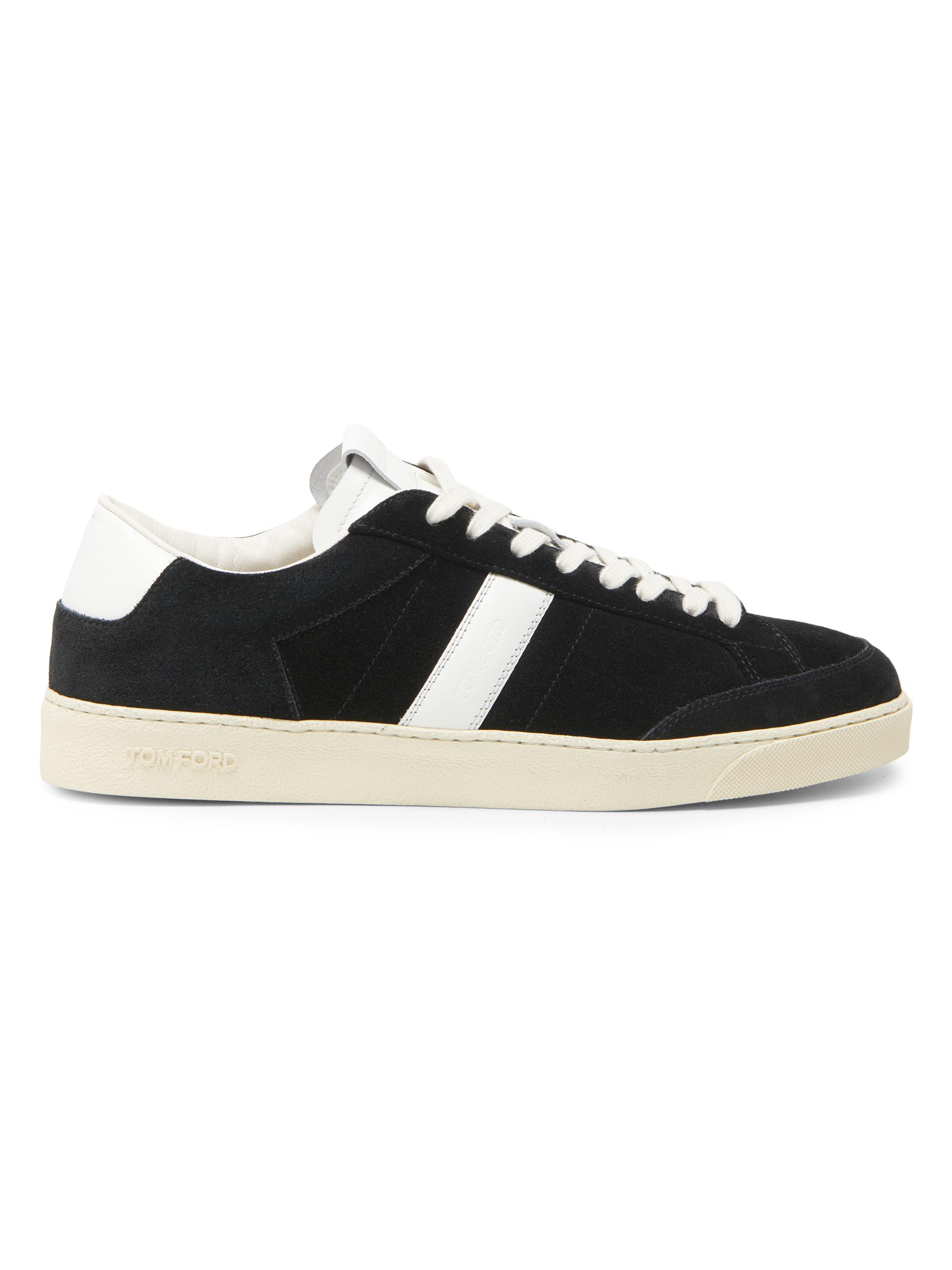 TOM FORD Men's Blake Leather Low-Top Sneakers - Black Cream