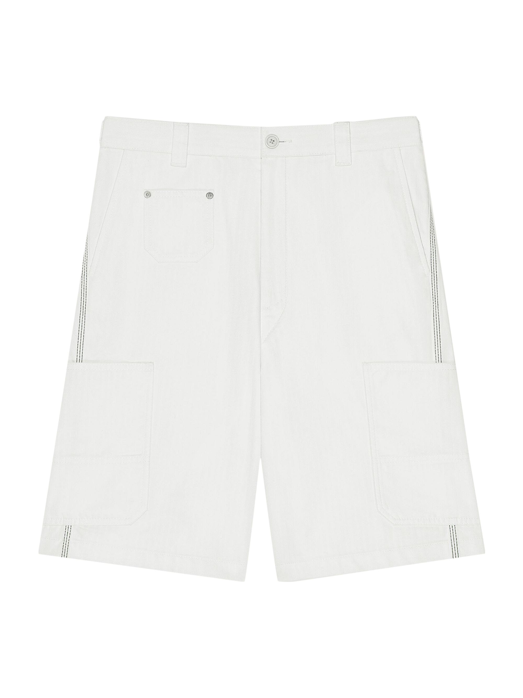 Givenchy Men's Cargo Bermuda Shorts in Herringbone Denim - White