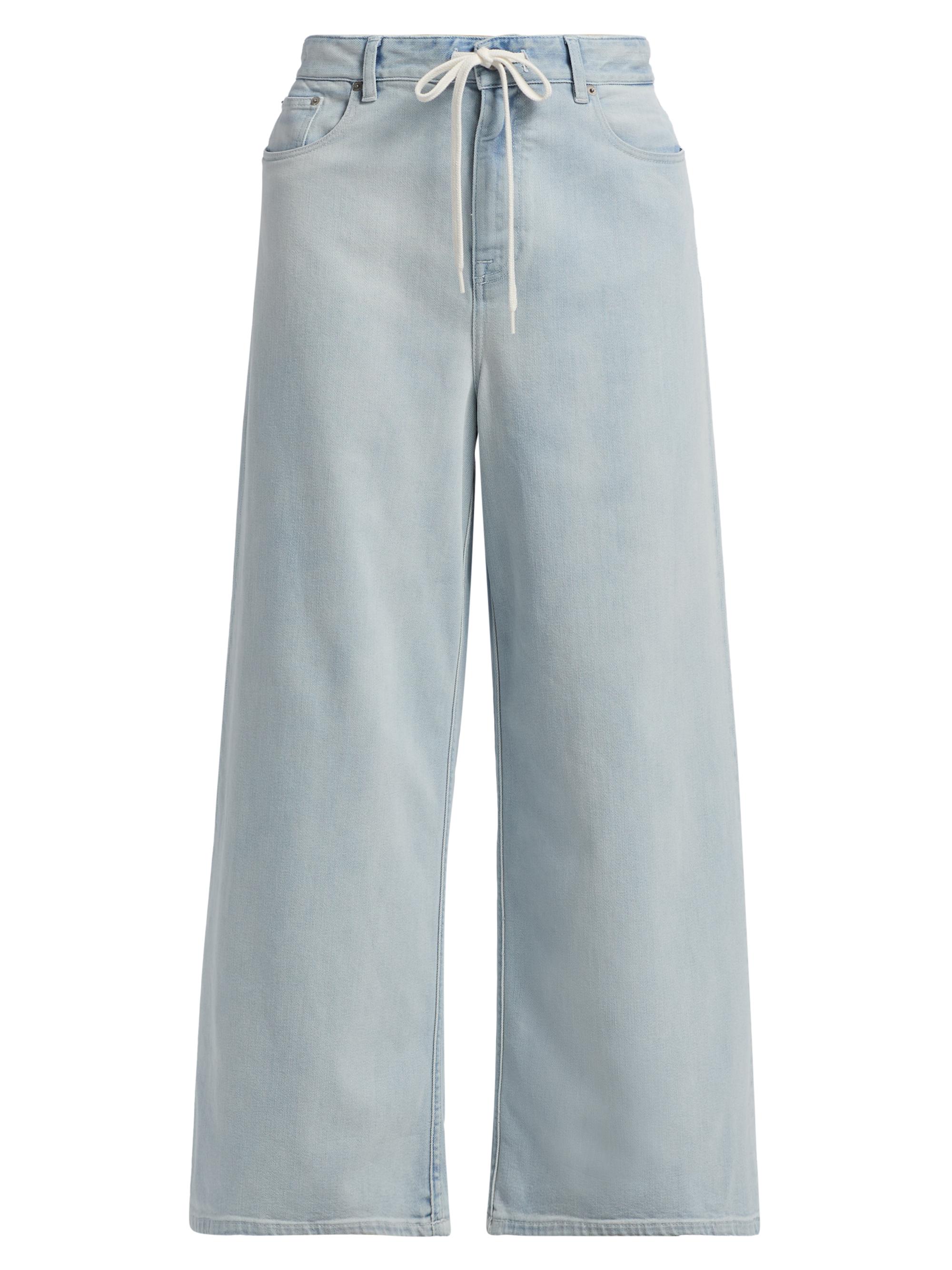 MM6 Maison Margiela Women's Drawstring Mid-Rise Wide-Leg Jeans - Light Blue