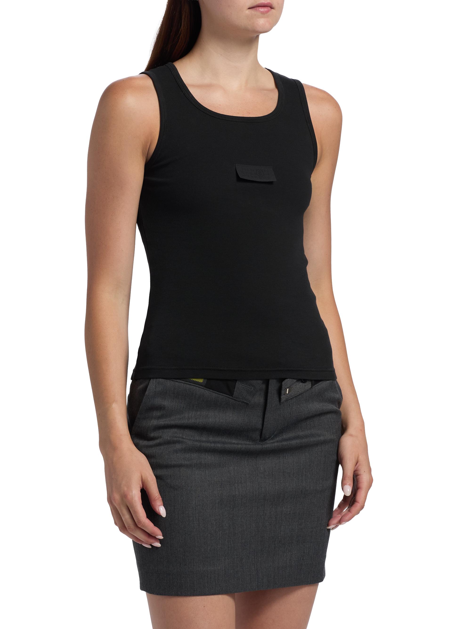 MM6 Maison Margiela Logo Rib-Knit Stretch Cotton Tank | Saks Fifth Avenue