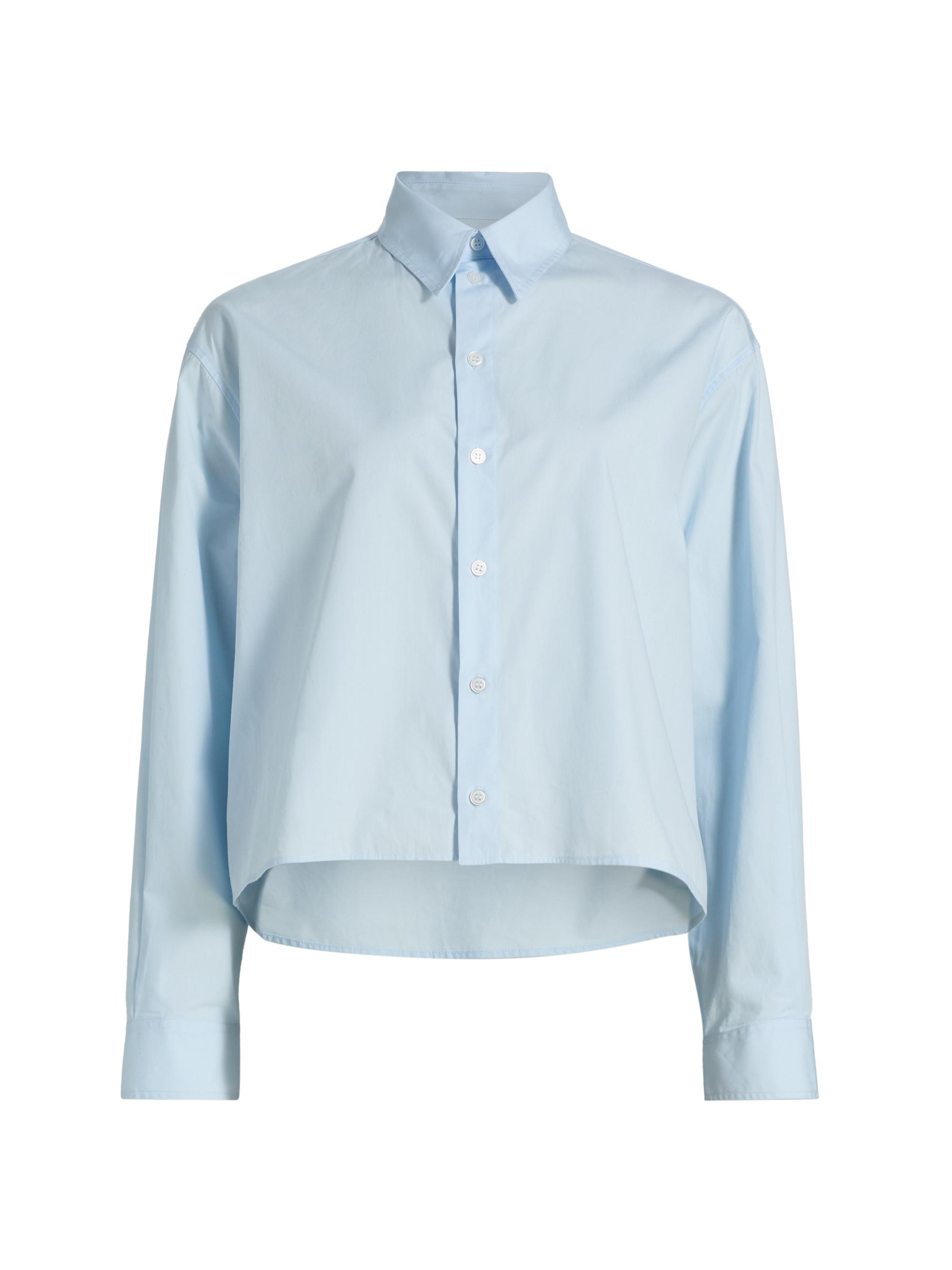 MM6 Maison Margiela Women's Cotton Poplin Crop Shirt - Light Blue