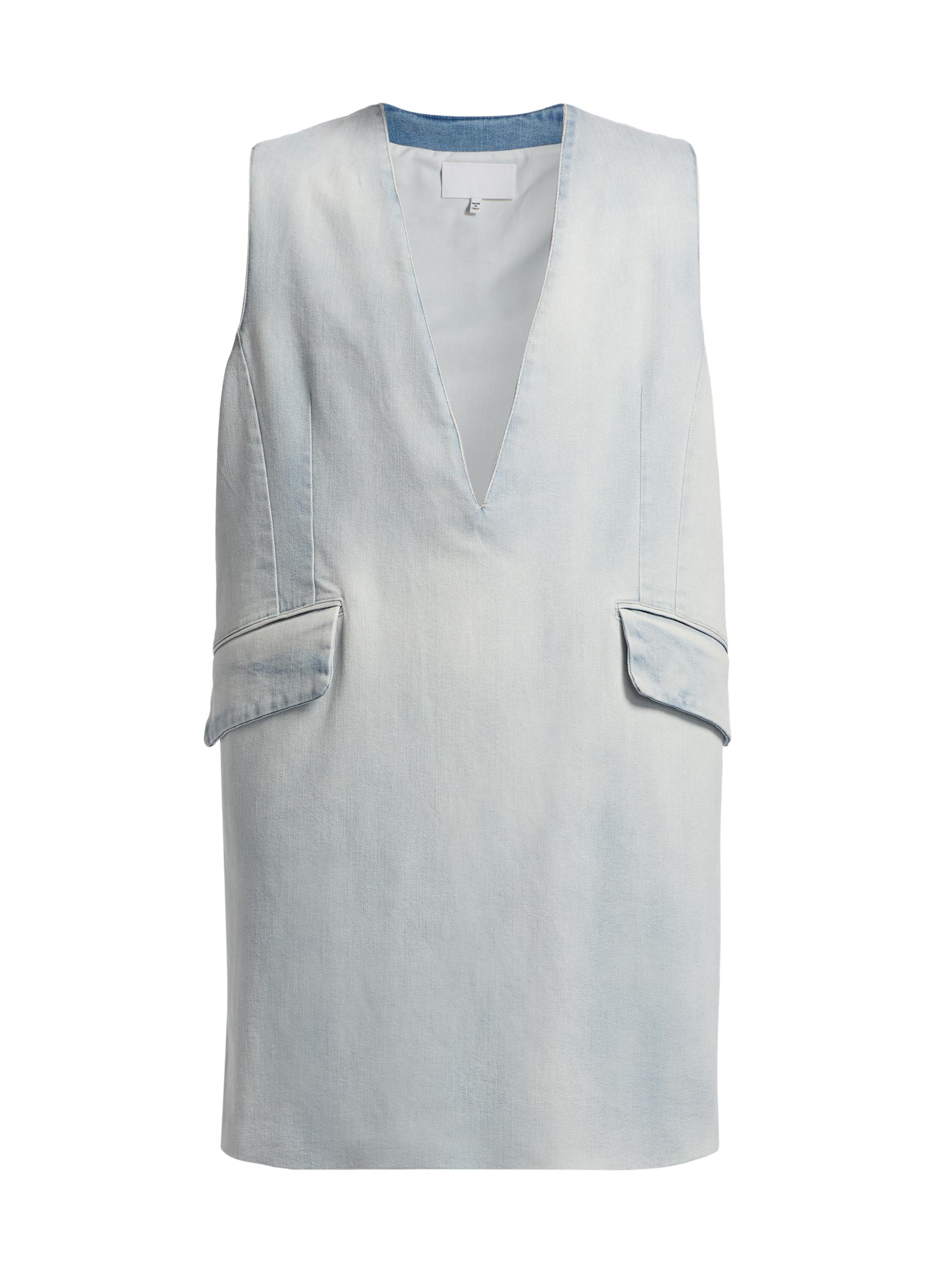 MM6 Maison Margiela Women's V-Neck Denim Shift Minidress - Light Blue