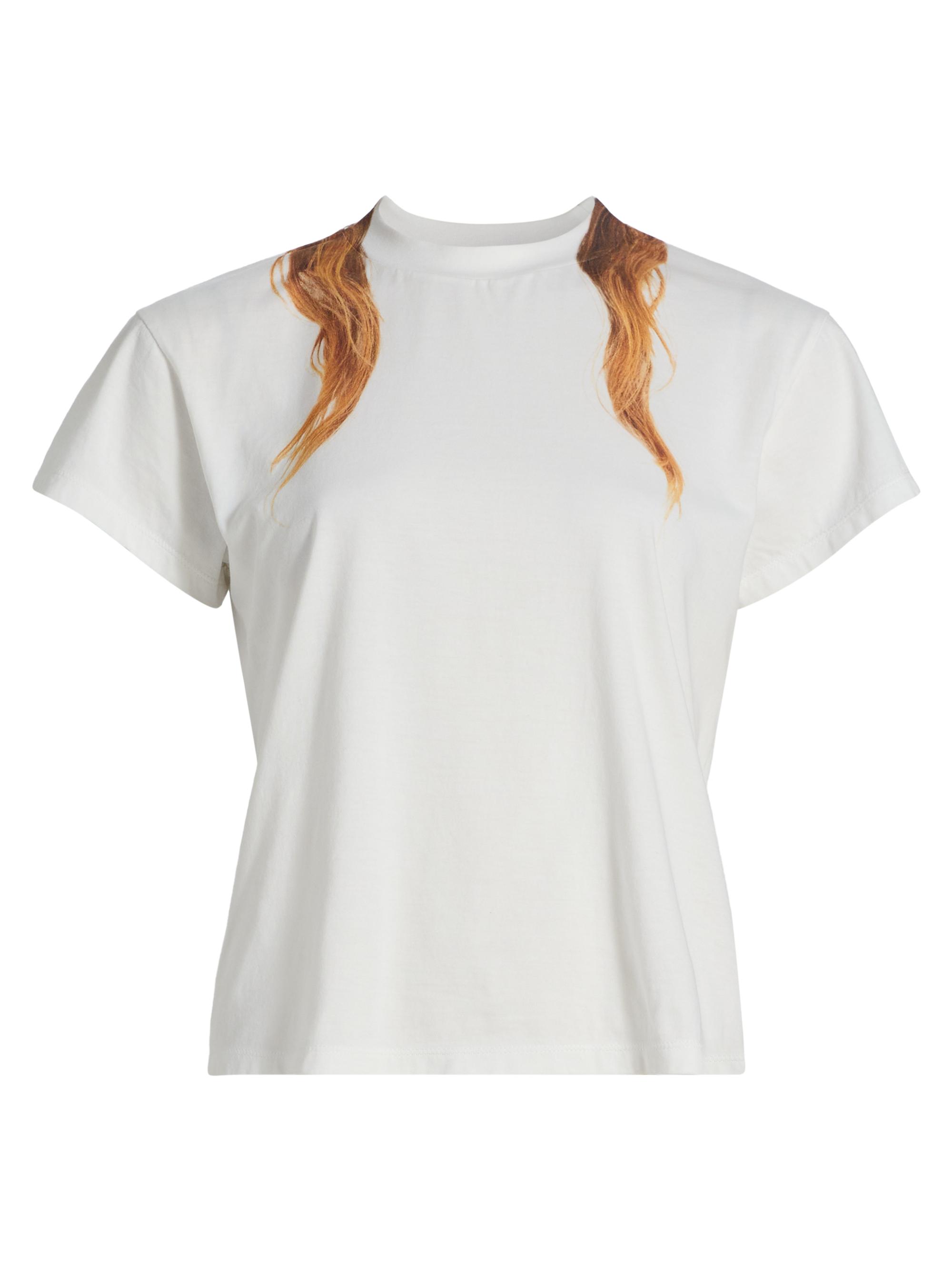 MM6 Maison Margiela Women's Hair Cotton Crewneck T-Shirt - Off White
