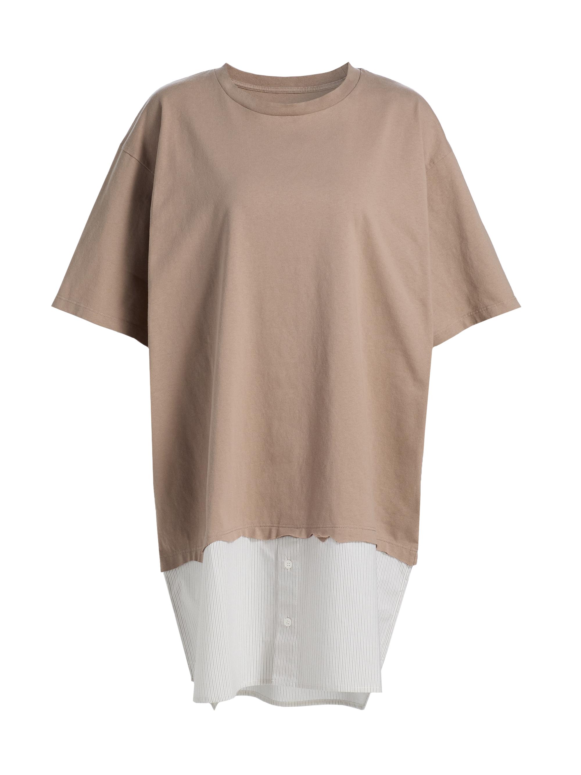 Mixed Media Cotton T-Shirt Dress