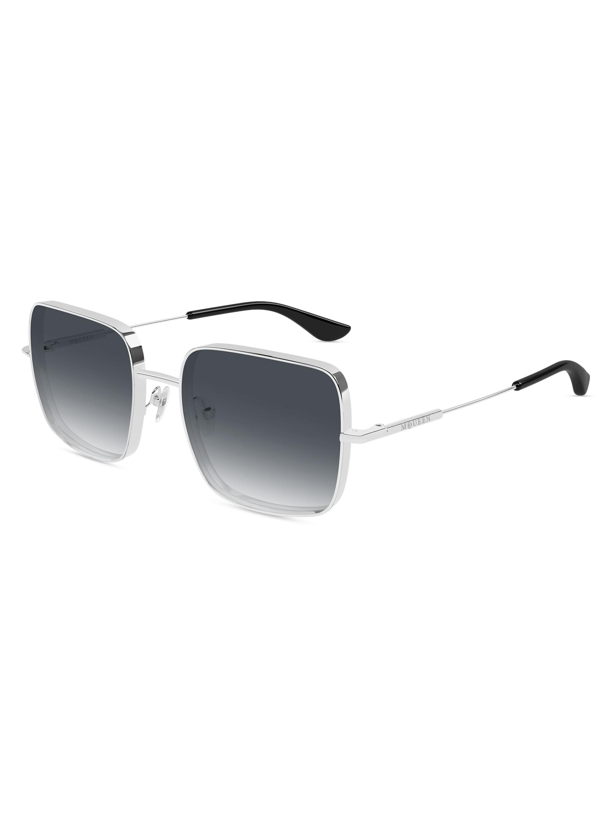 Alexander McQueen Women's Metal T-Bar 55MM Square Sunglasses - Silver Grey