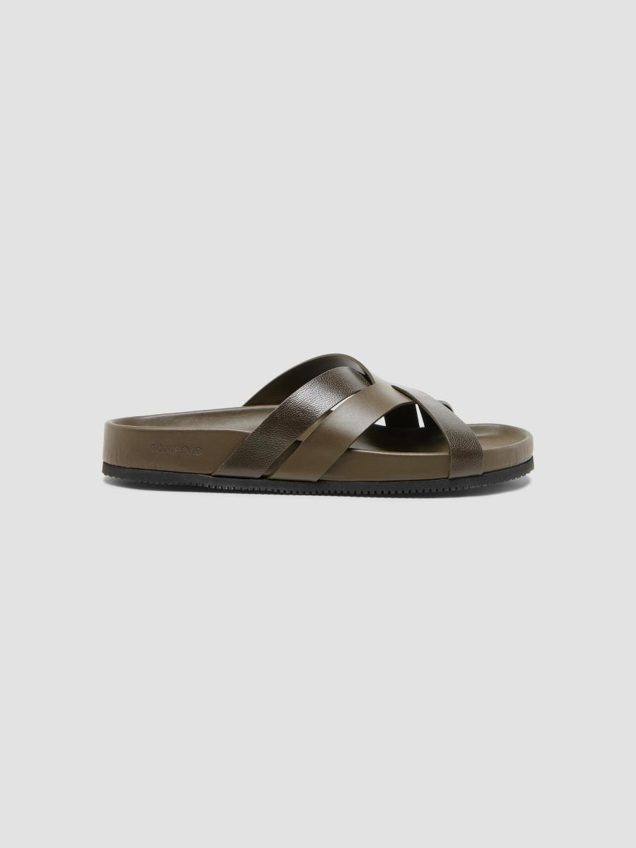 TOM FORD Crisscross Strap Leather Sandals | Saks Fifth Avenue